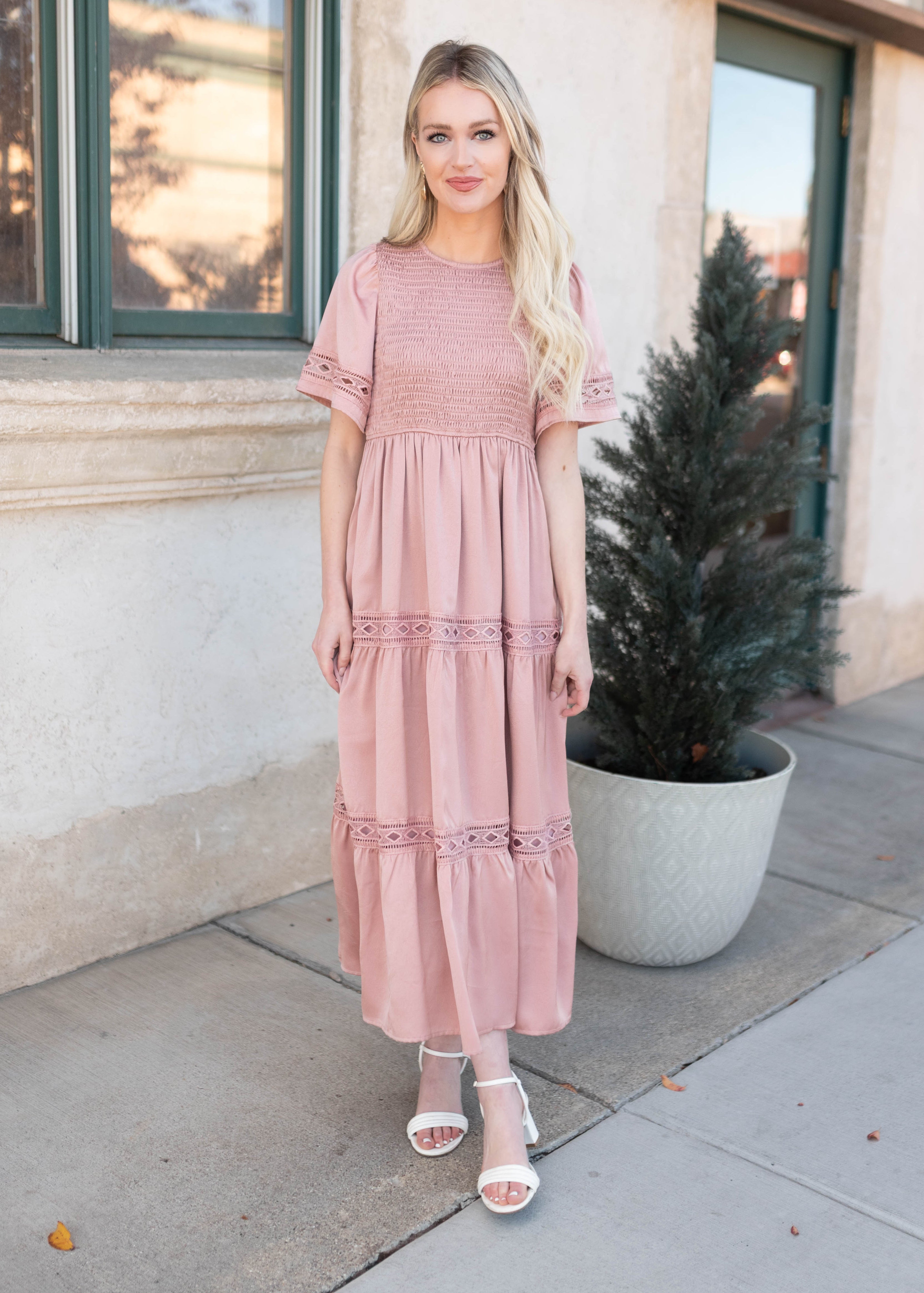 Millie Blush Smocked Dress