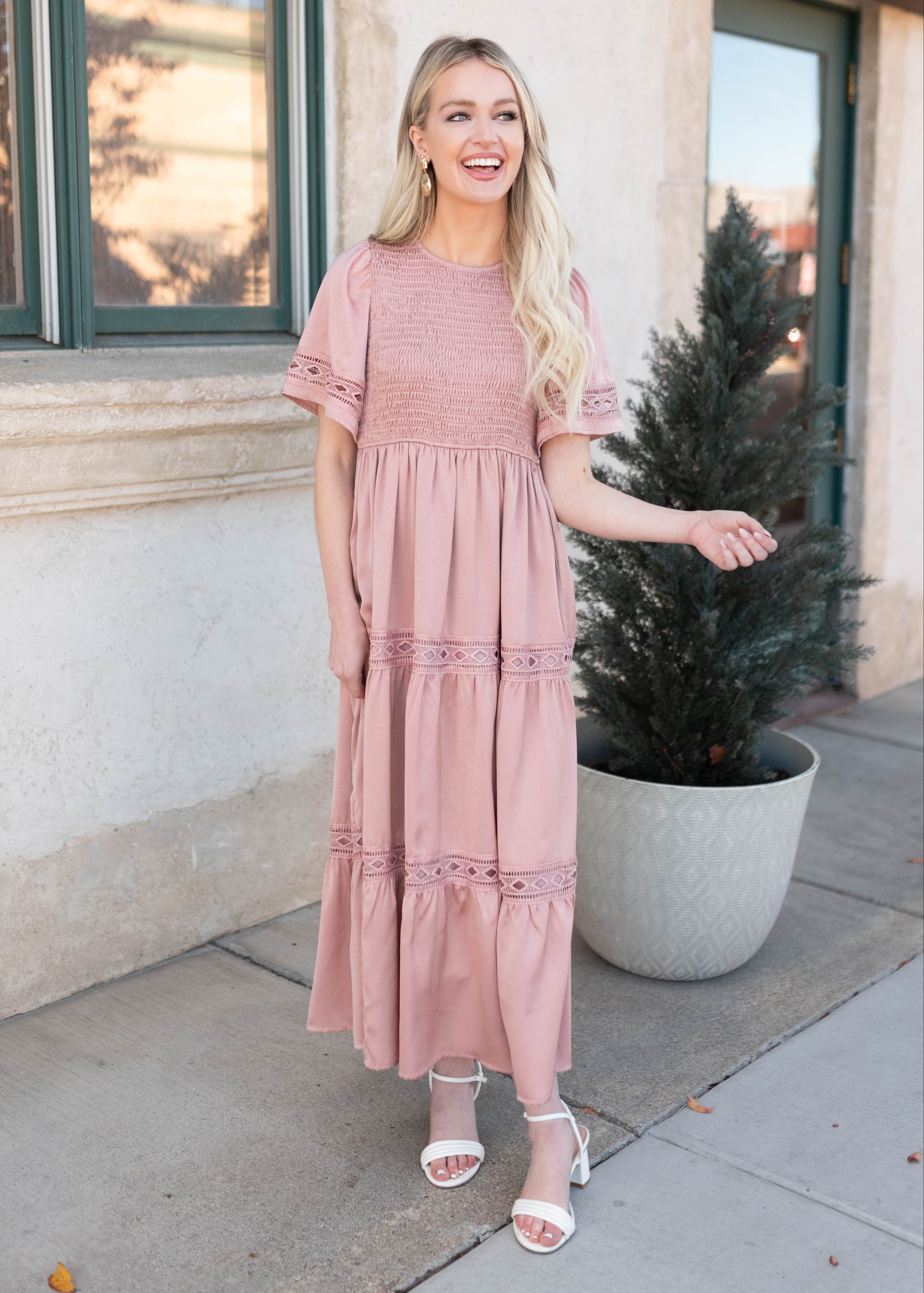 Millie Blush Smocked Dress