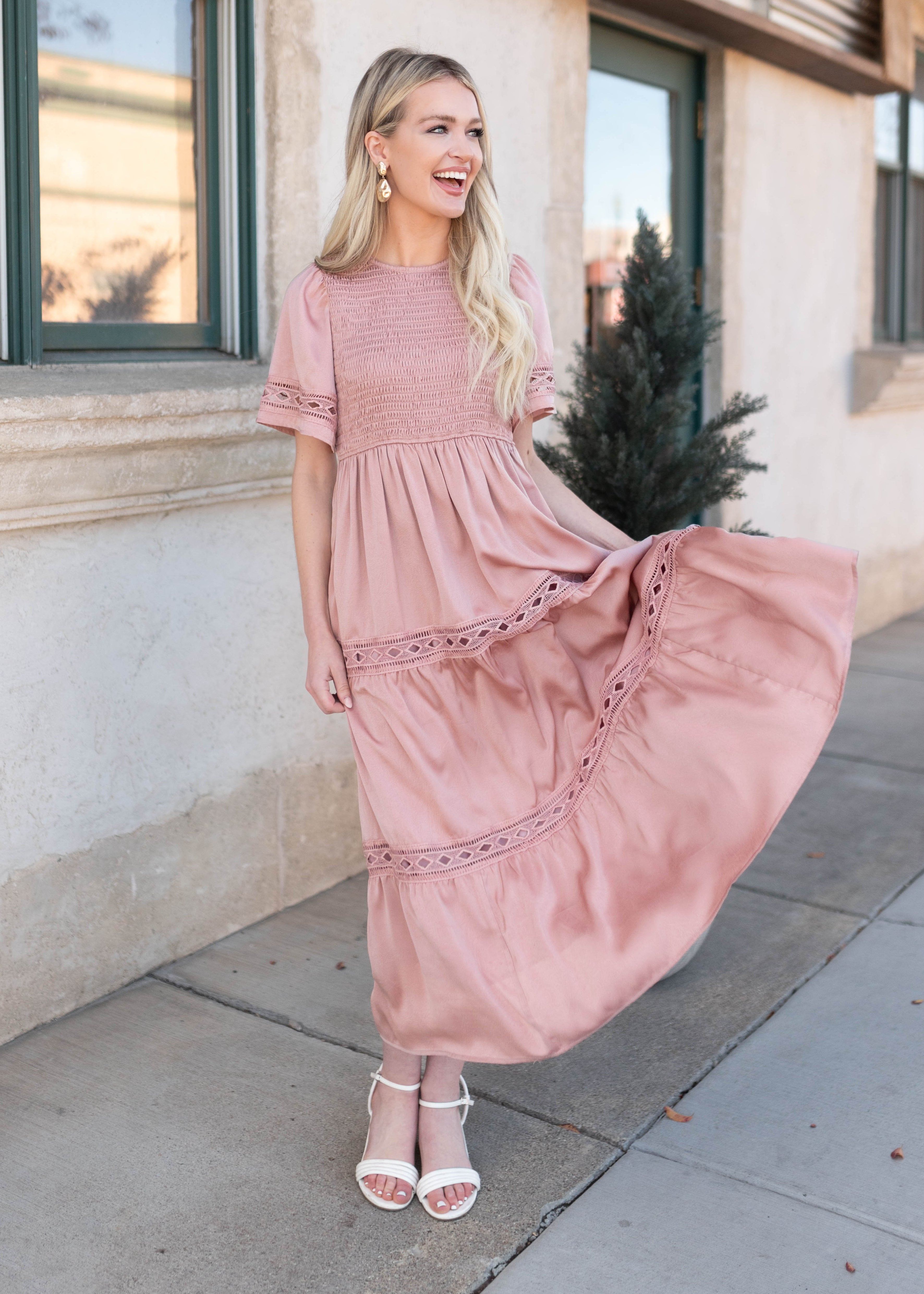 Millie Blush Smocked Dress