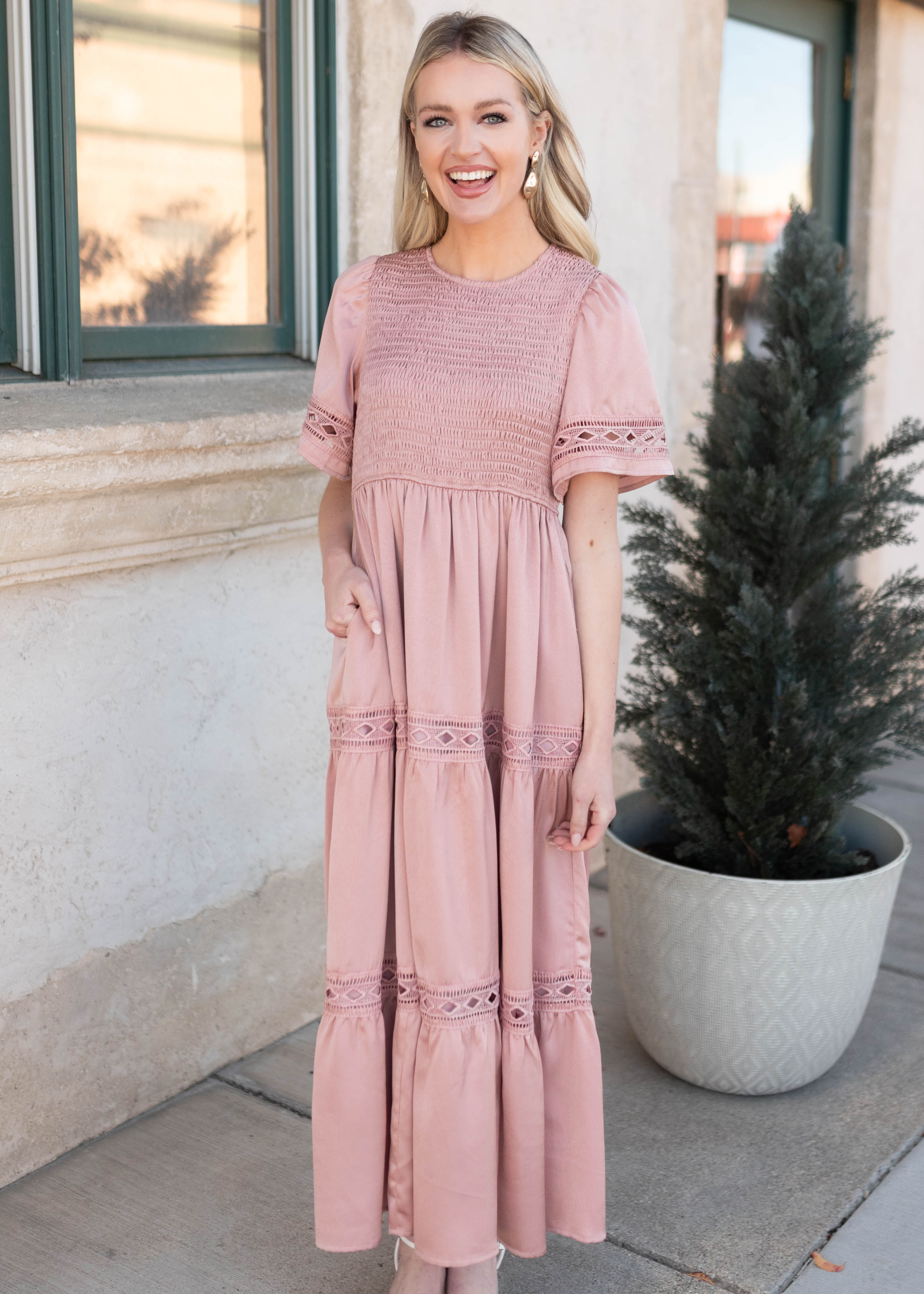 Millie Blush Smocked Dress