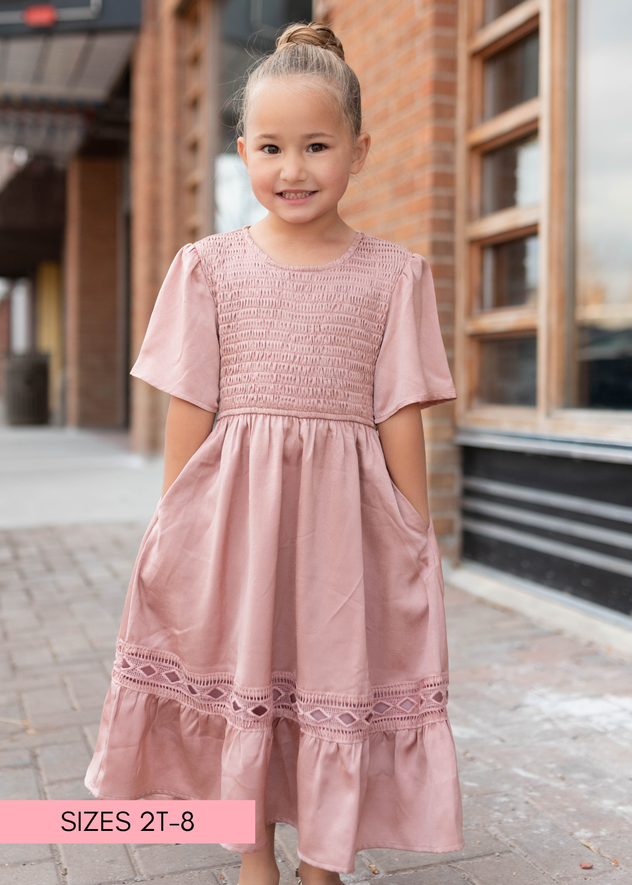 Millie Blush Smocked Little Girl Dress