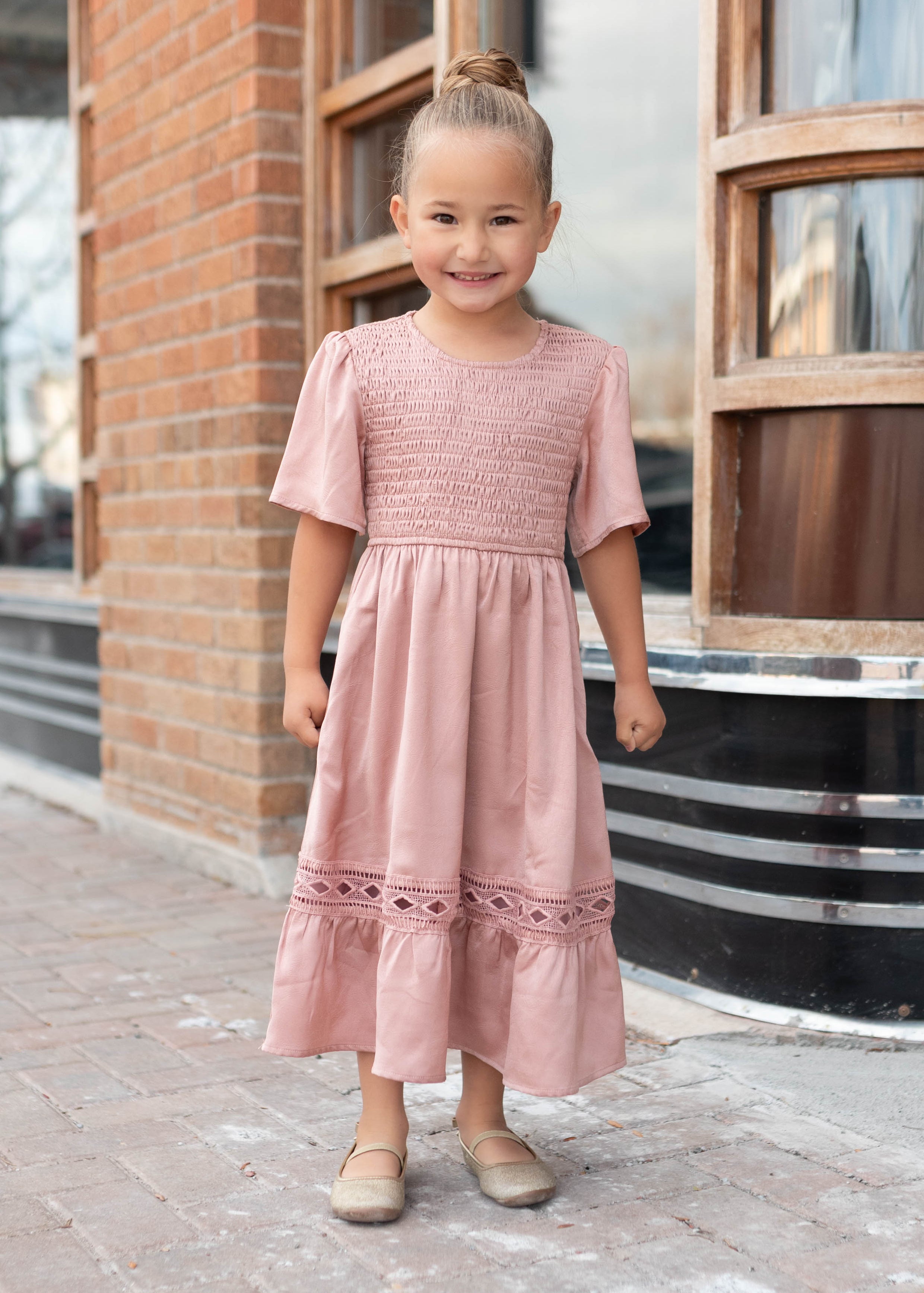 Millie Blush Smocked Little Girl Dress