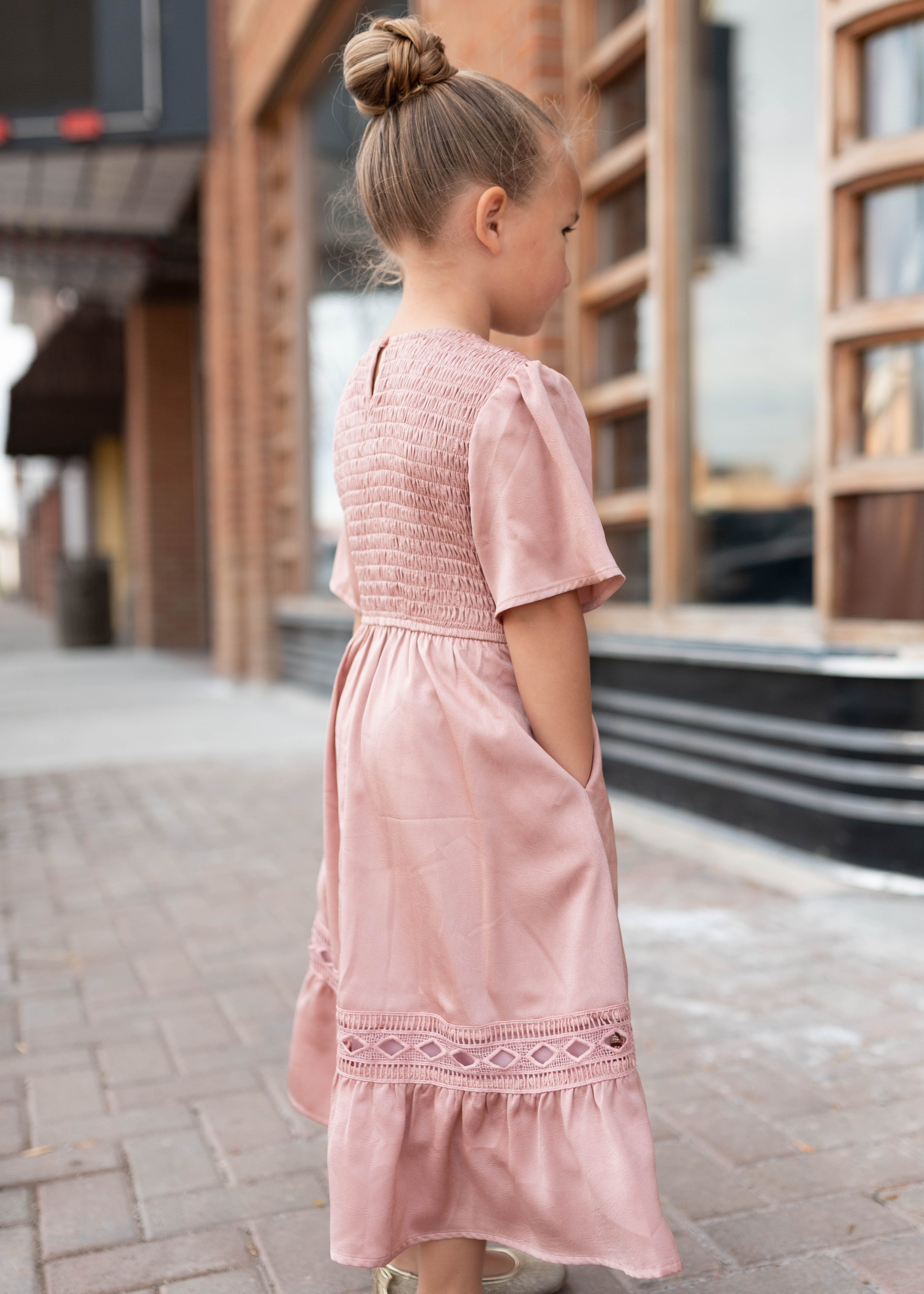 Millie Blush Smocked Little Girl Dress