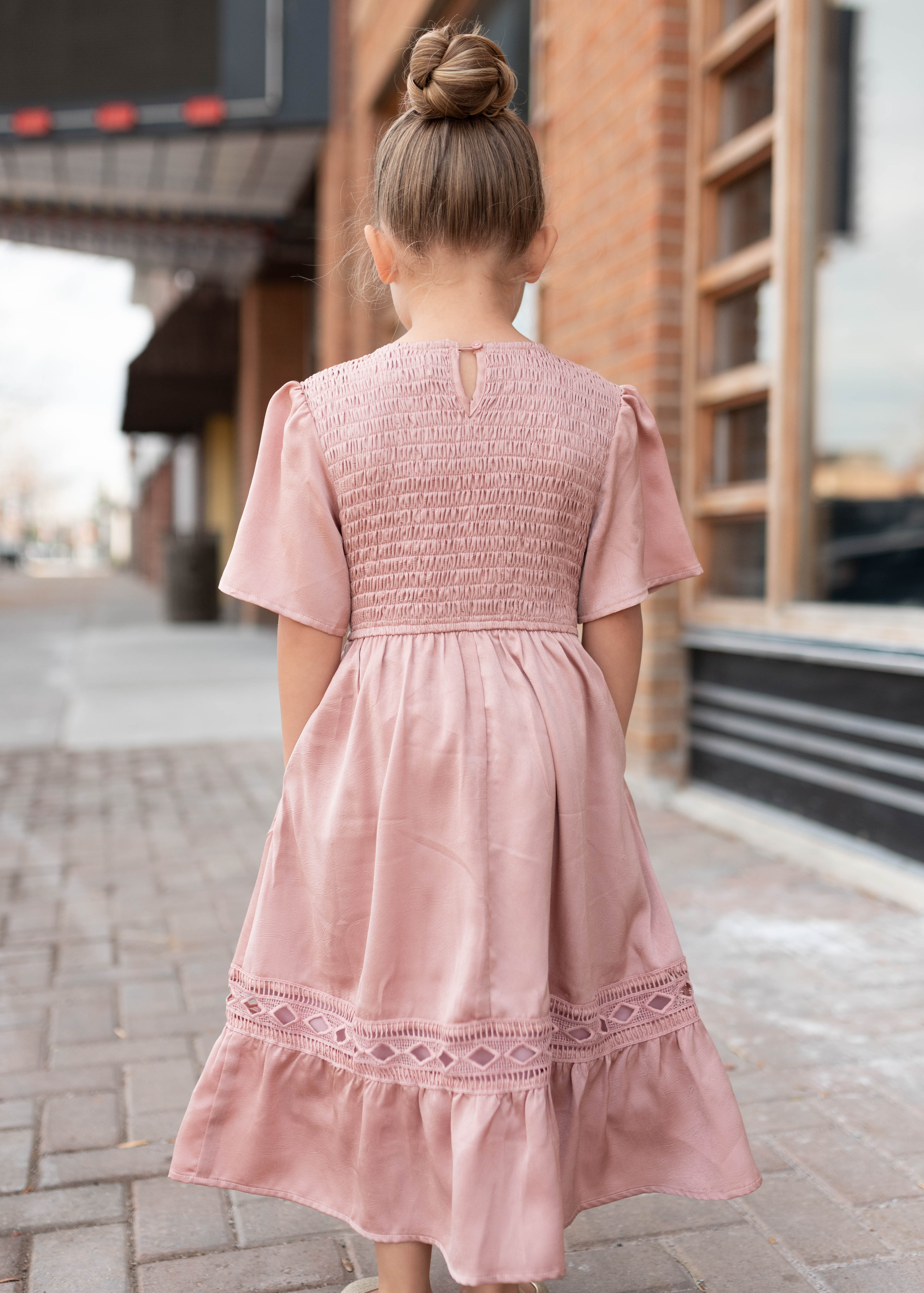 Millie Blush Smocked Little Girl Dress