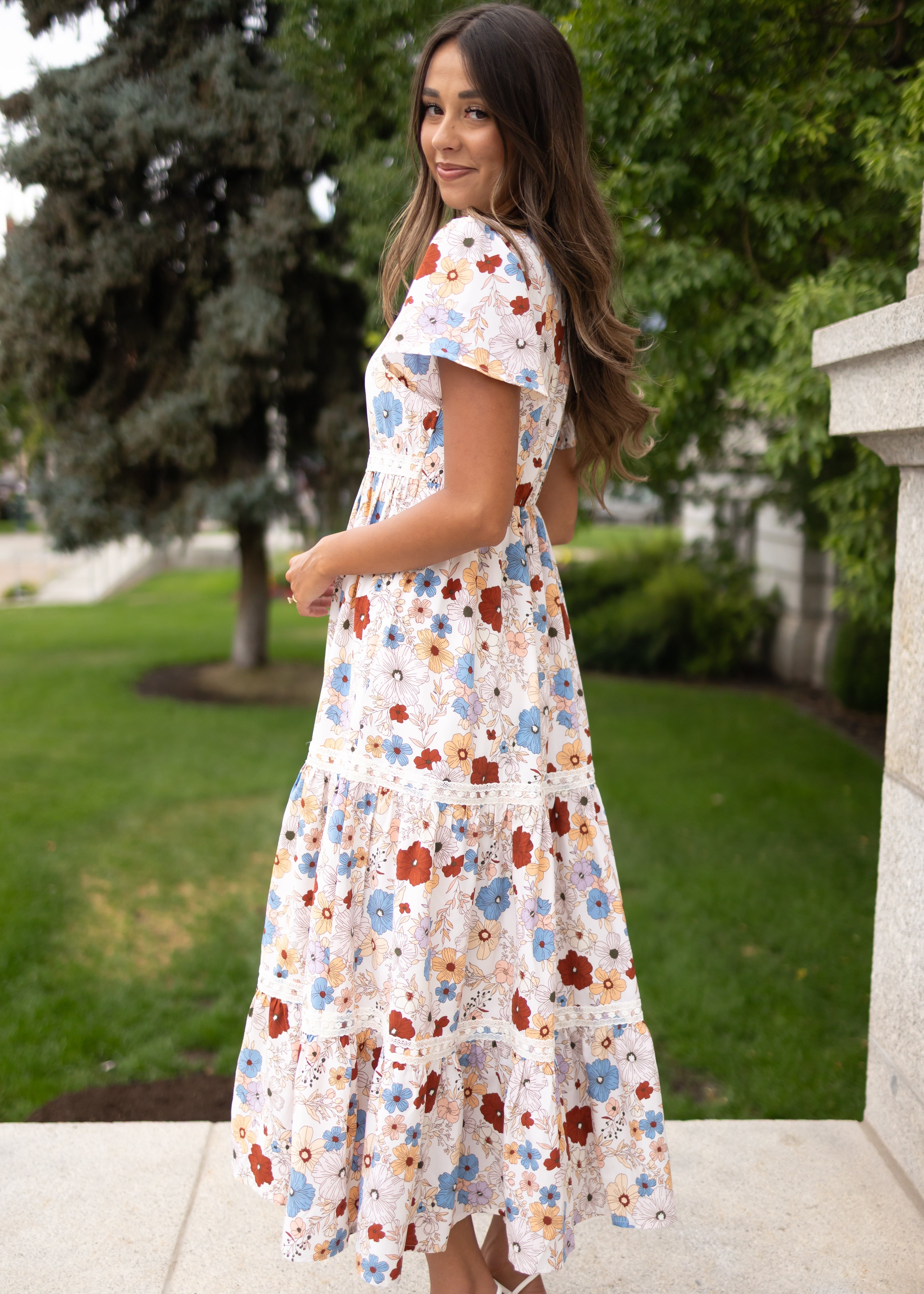 Mina Cream Floral Dress