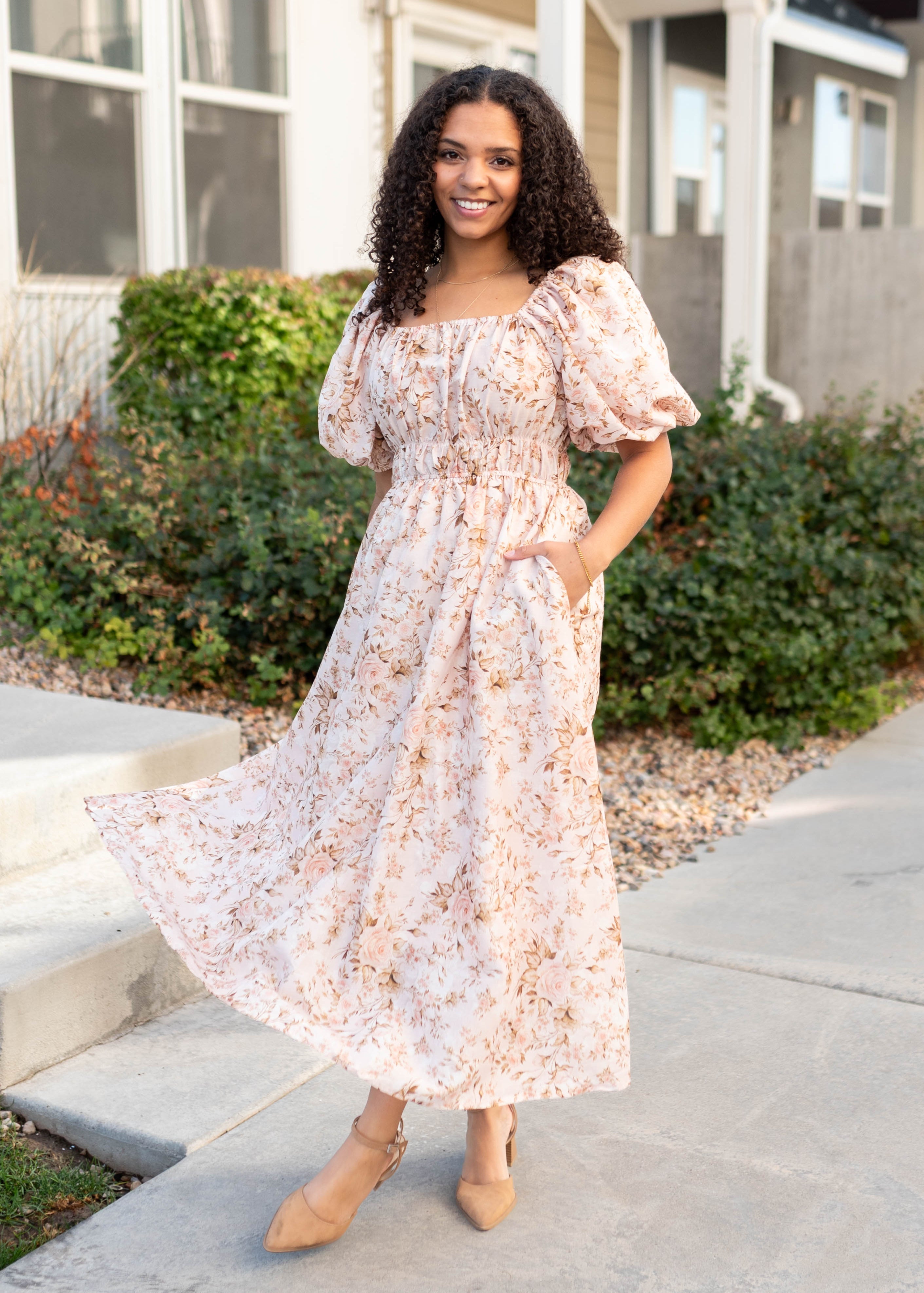 Misty Pink Floral Dress