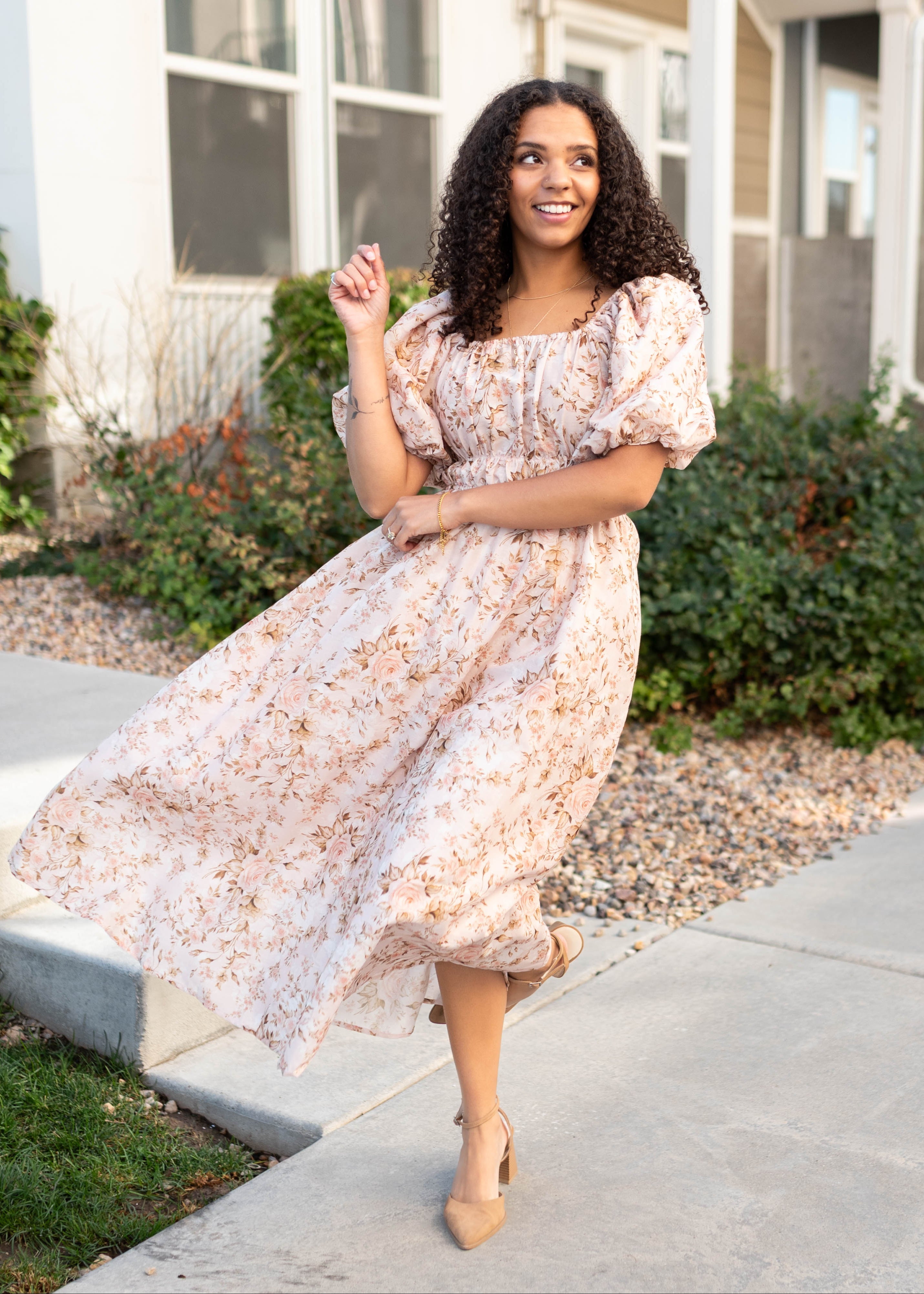 Misty Pink Floral Dress