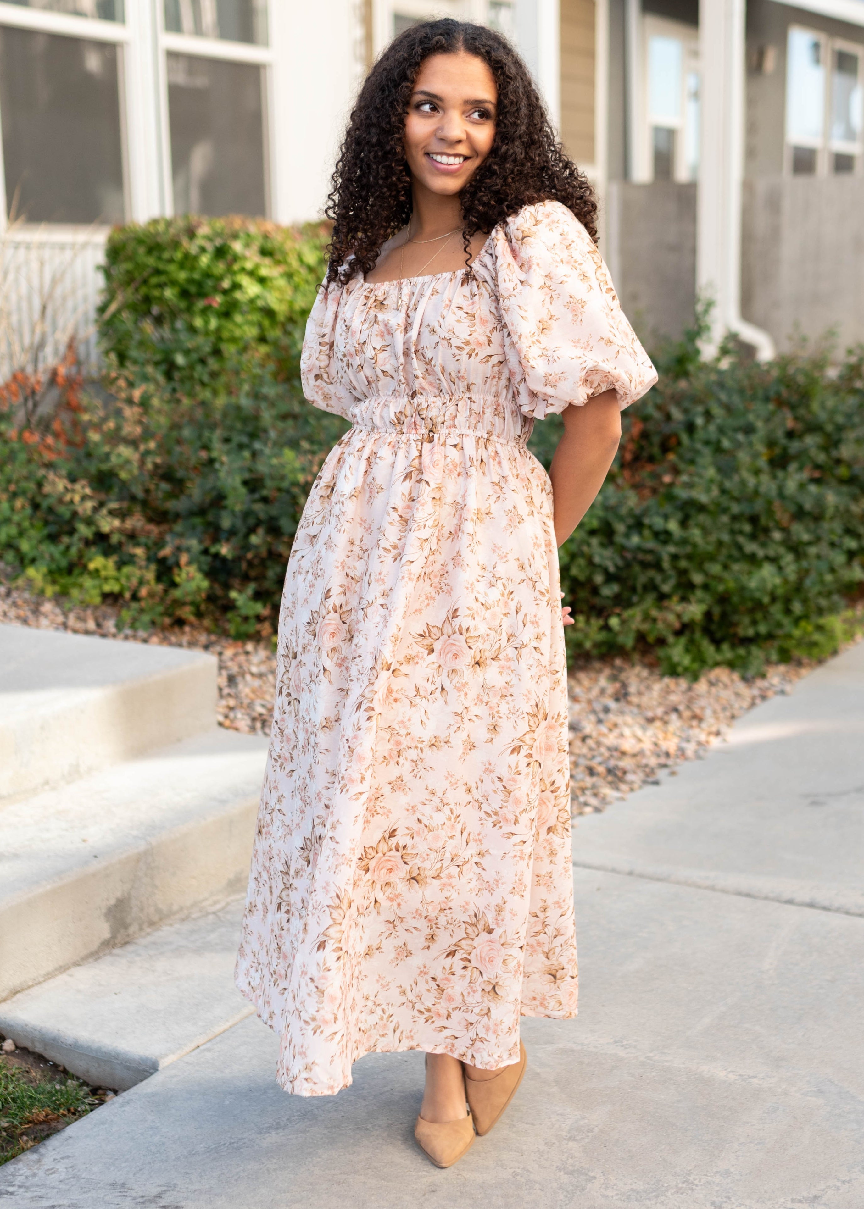 Misty Pink Floral Dress