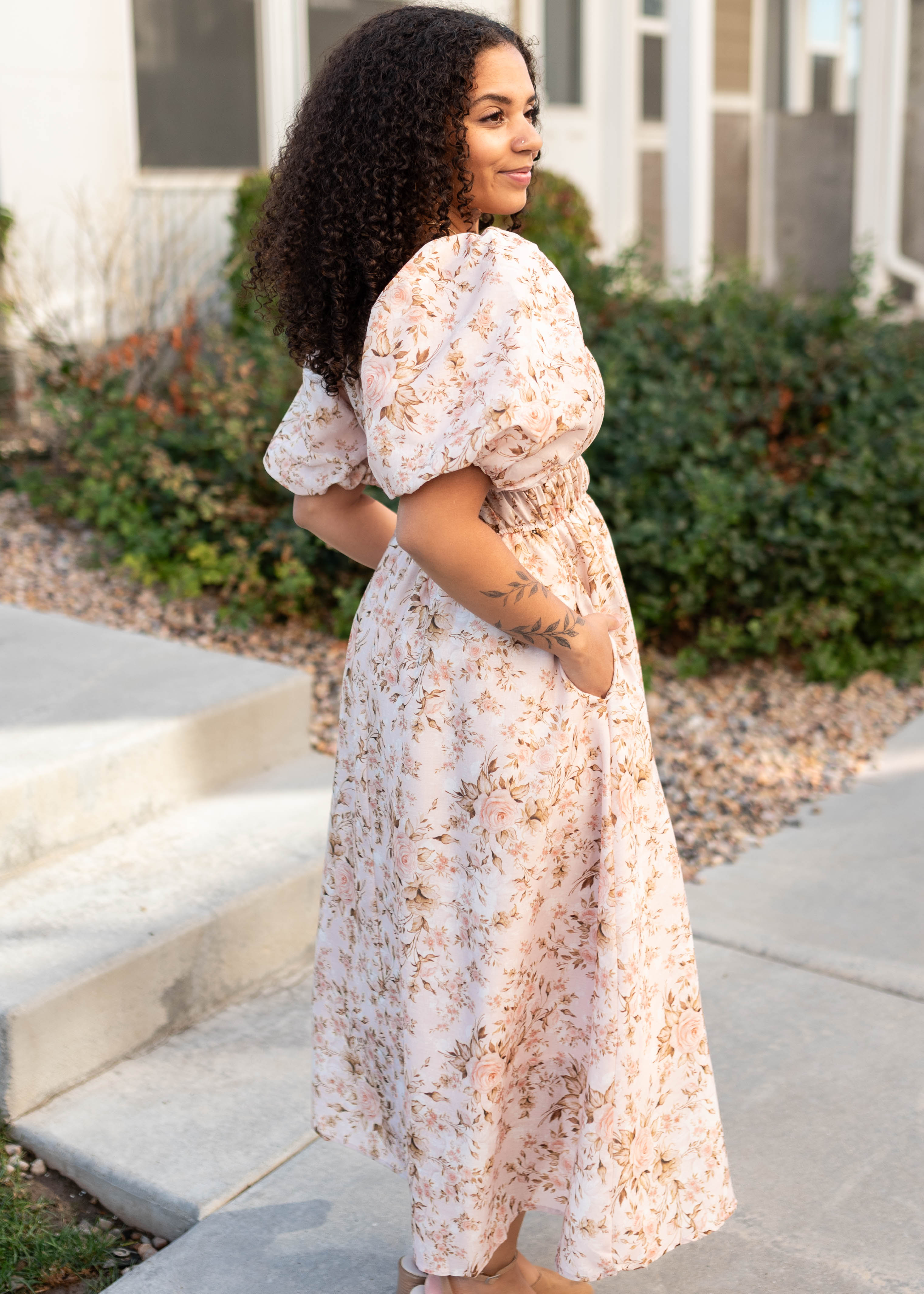 Misty Pink Floral Dress