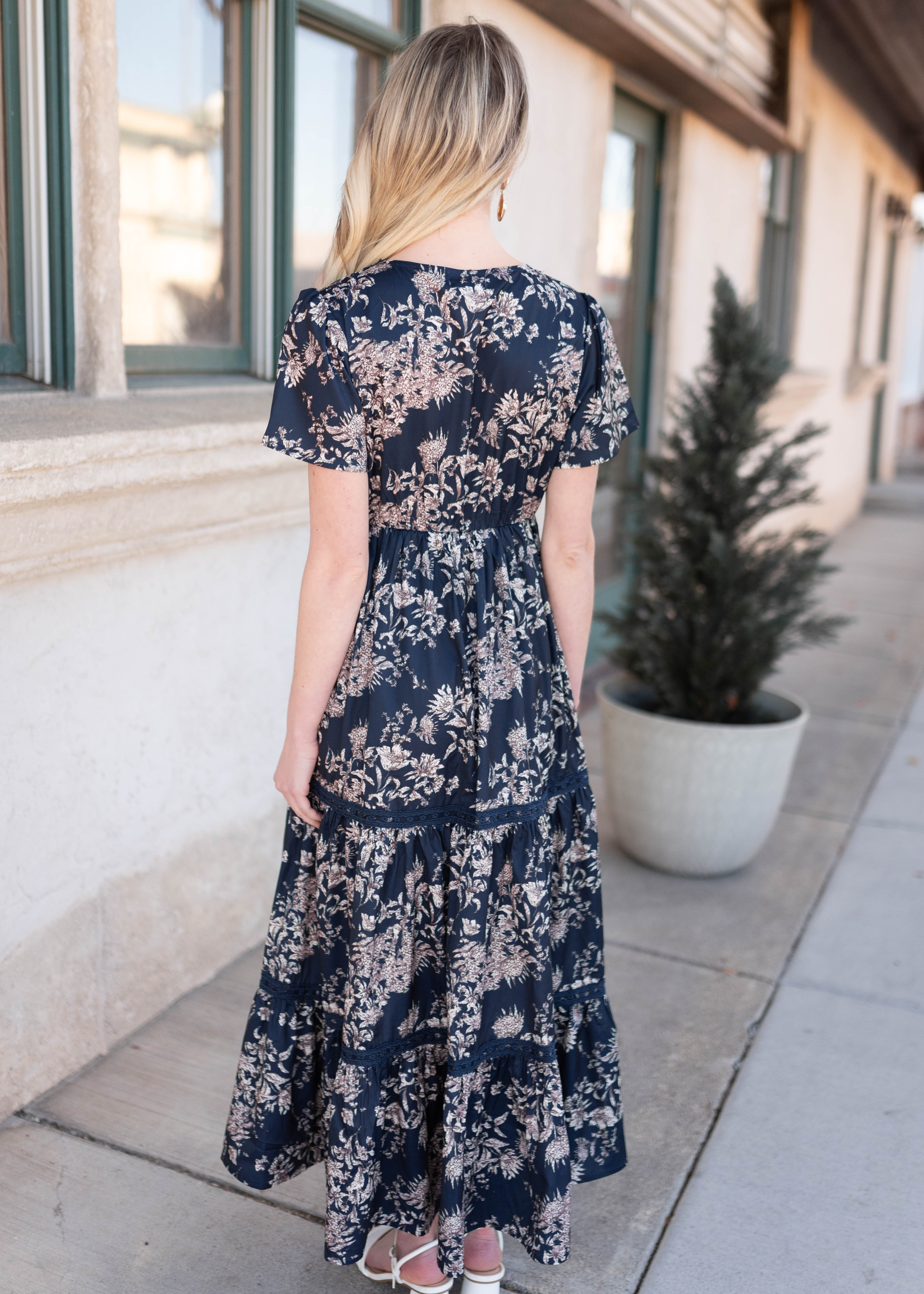 Mollie Navy Blue Patterned Dress