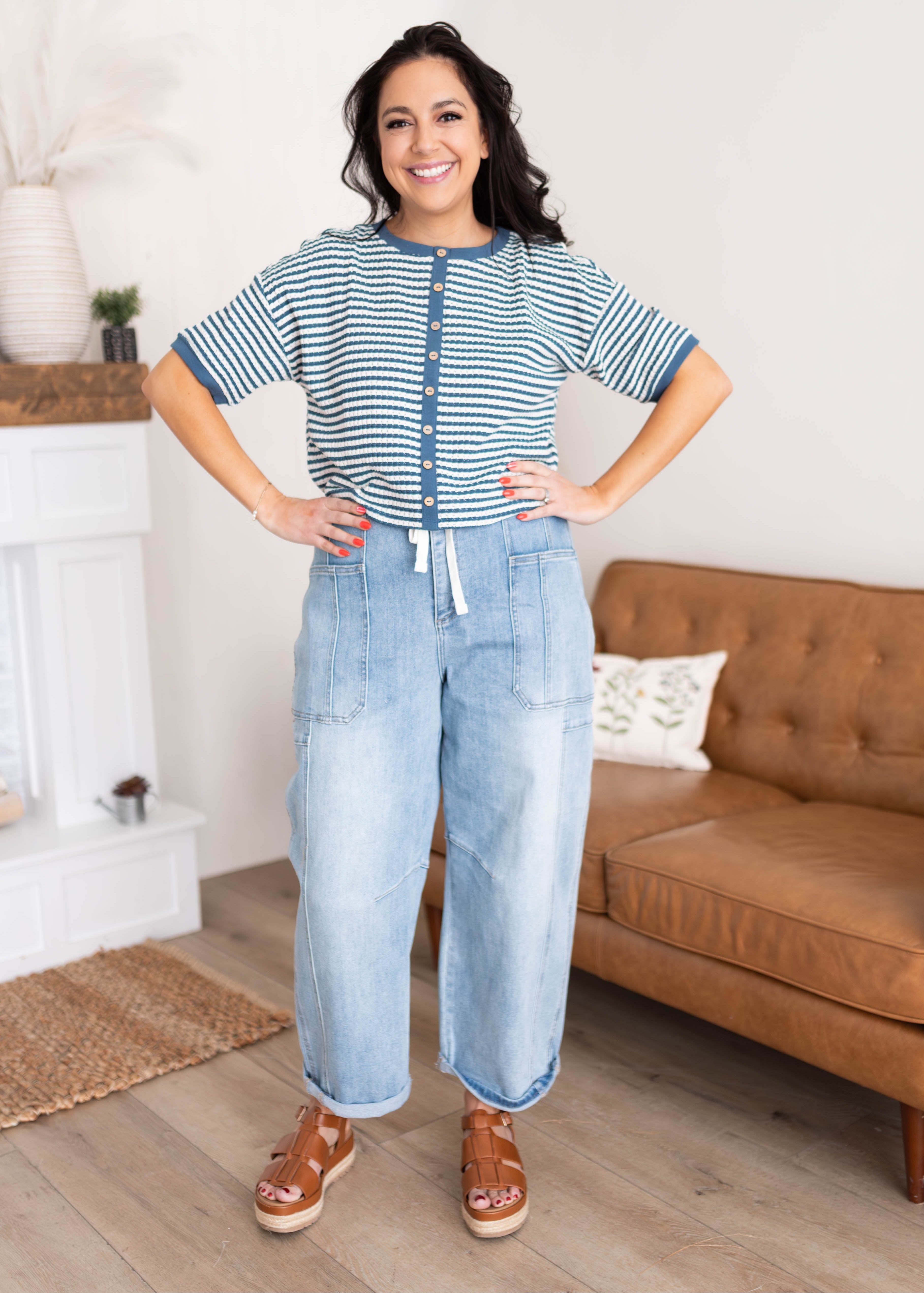 Nila Blue Stripe Cardigan