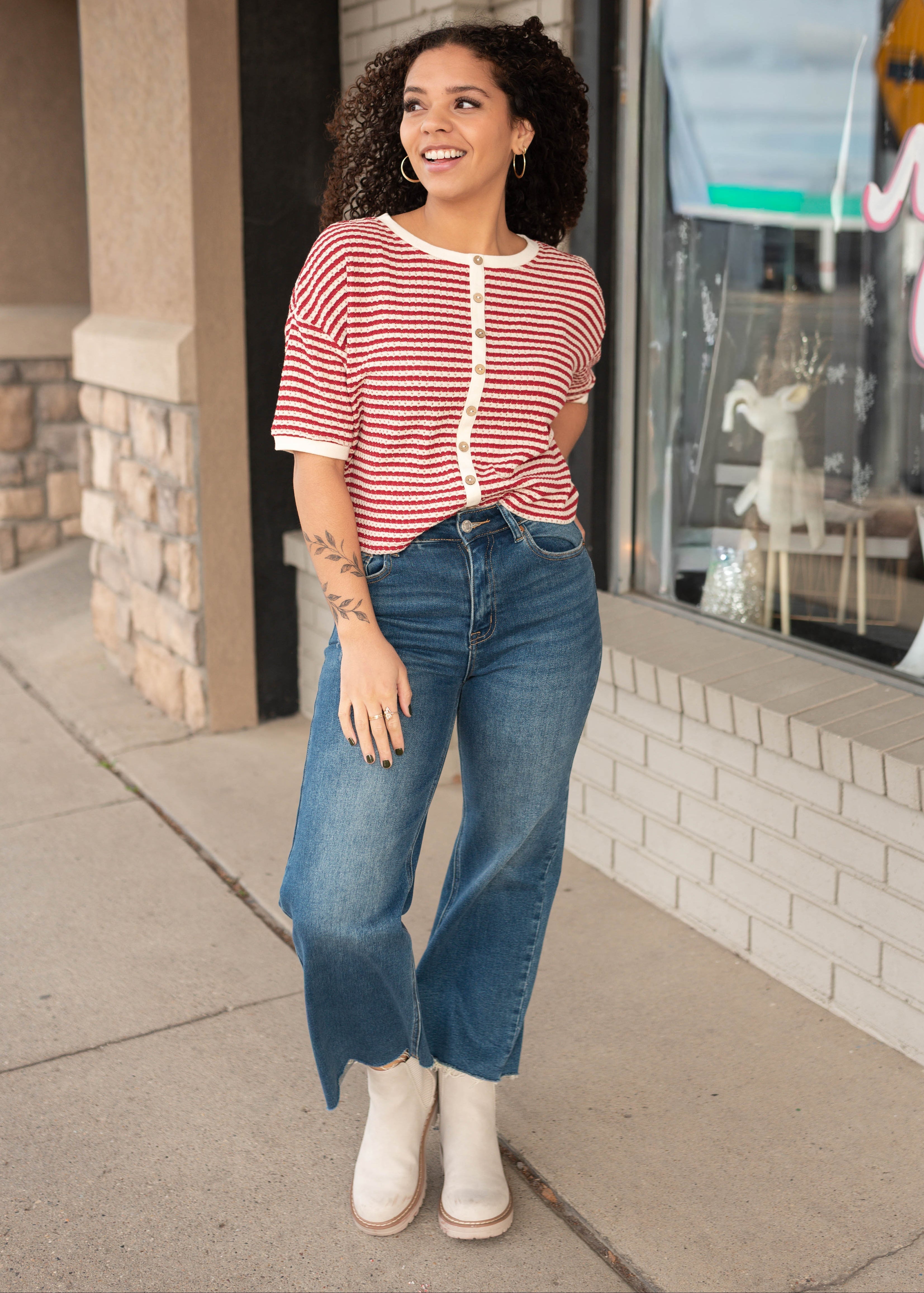 Nila Red Stripe Cardigan