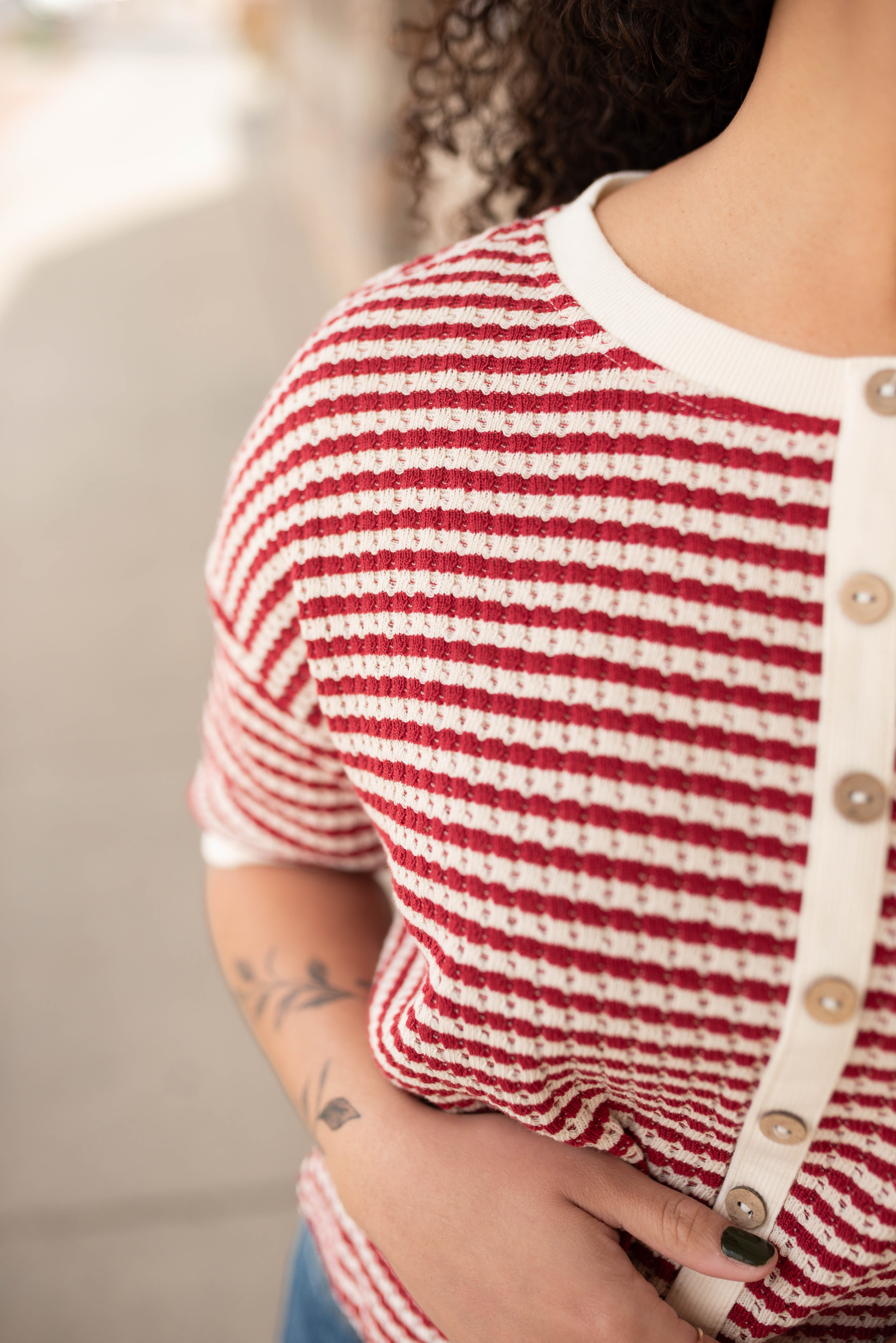 Nila Red Stripe Cardigan