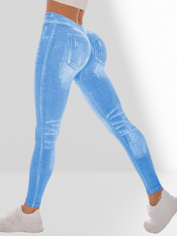 Deep V Back Denim Scrunch Bum Shorts