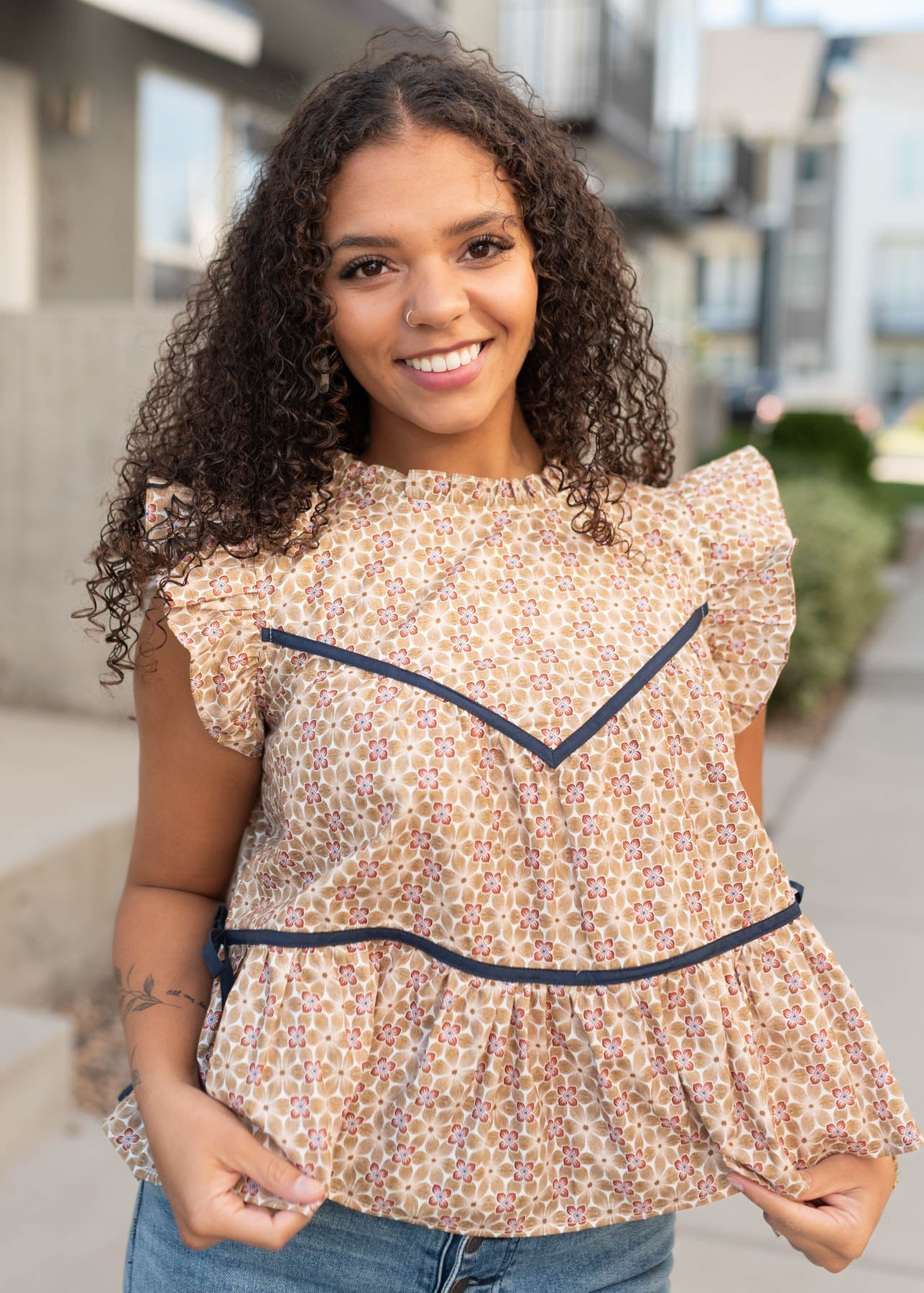 Olivia Taupe Floral Top