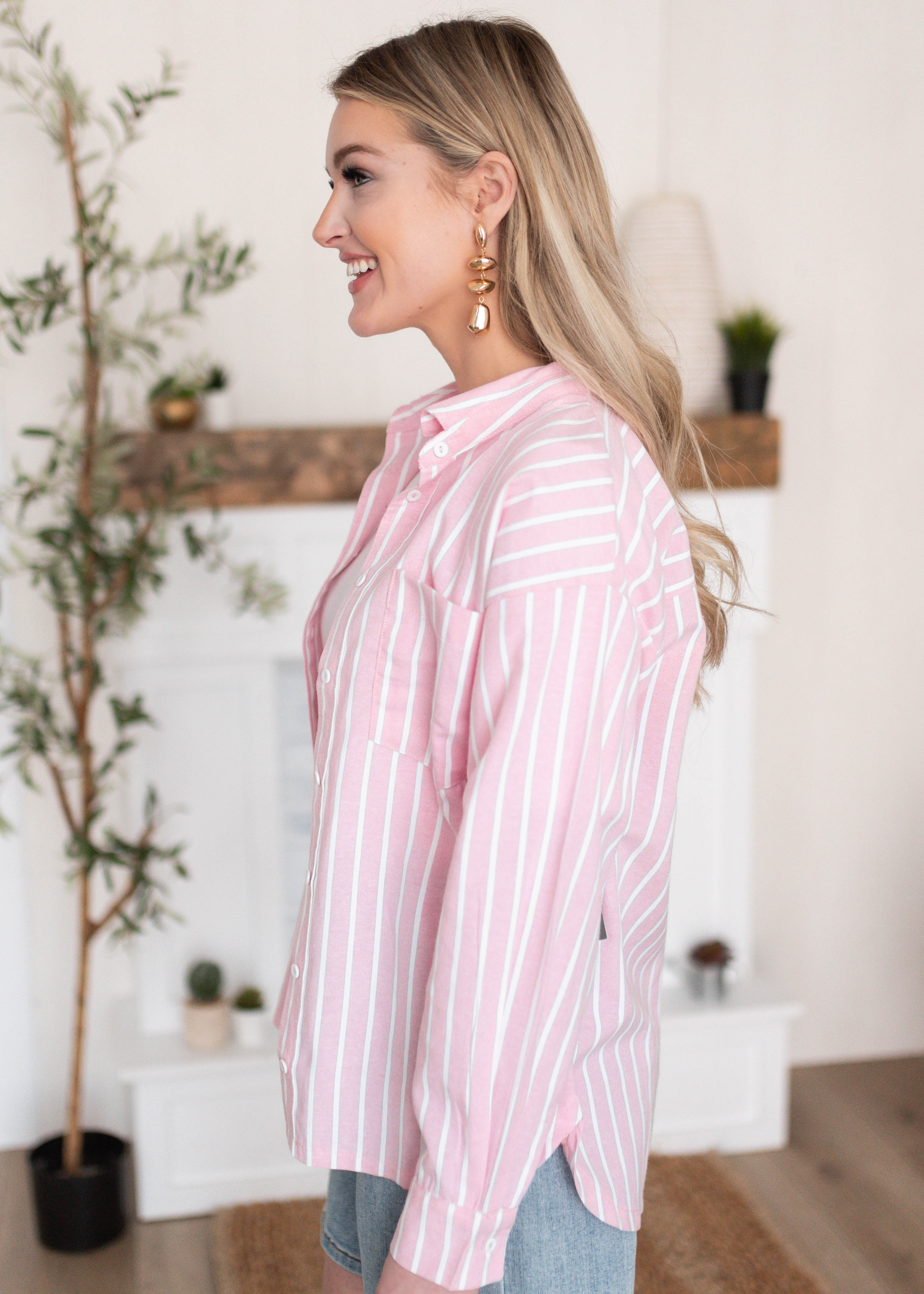 Payton Pink Button Up Top