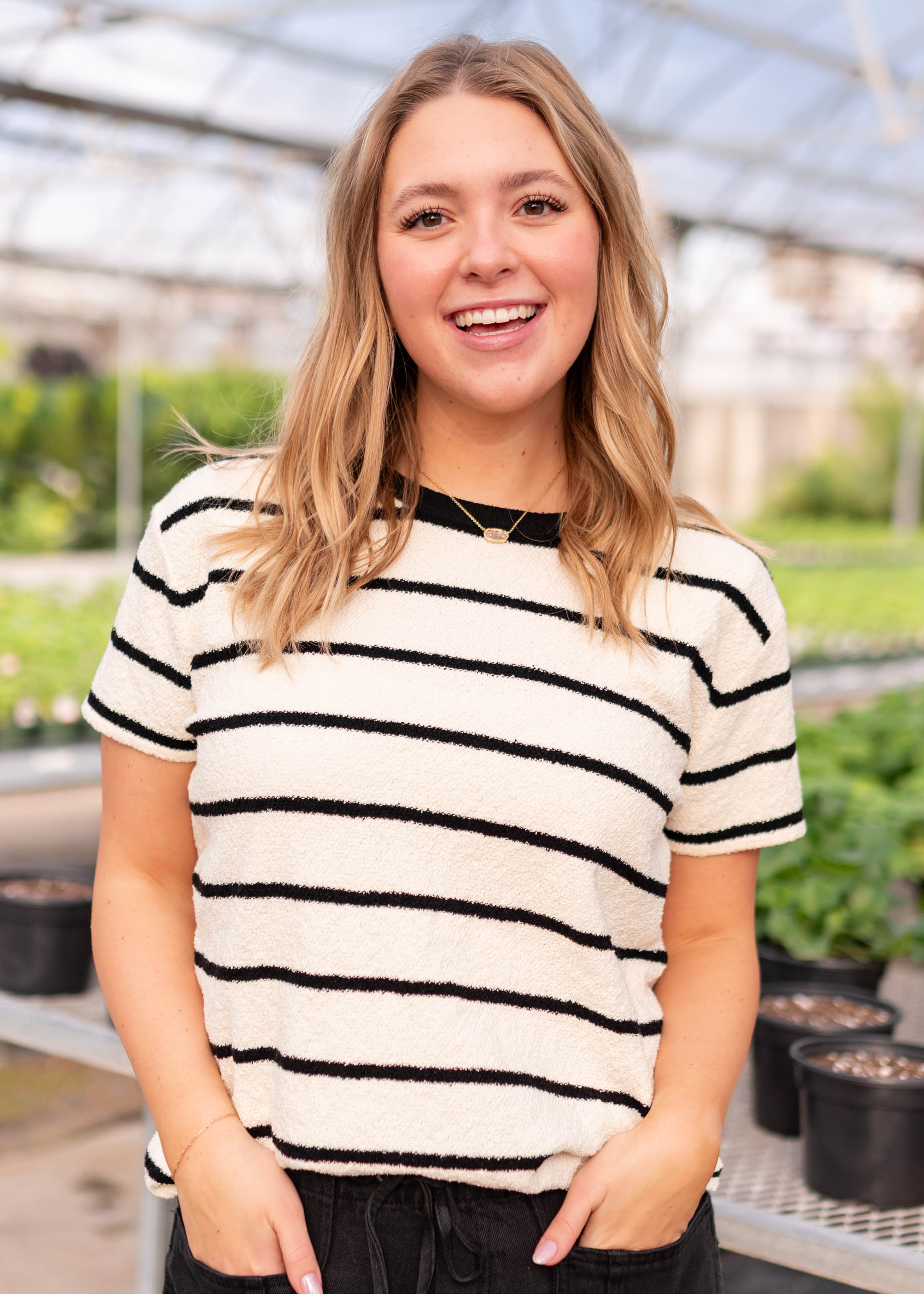 Raegan Black Striped Sweater Top