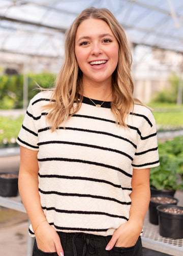Raegan Black Striped Sweater Top