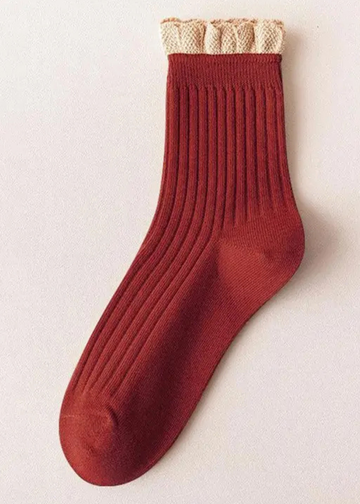Renee Rust Ruffle Socks