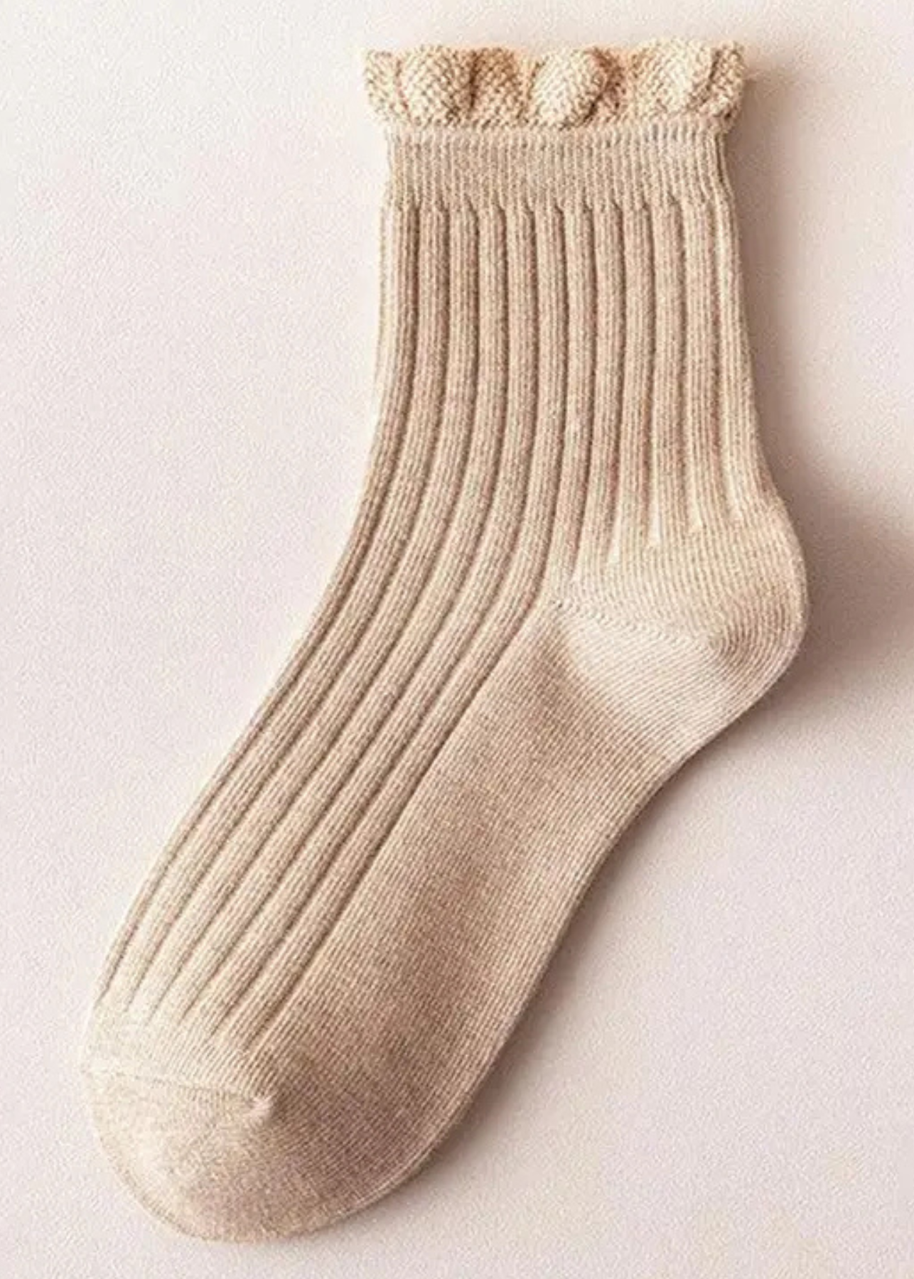 Renee Taupe Ruffle Socks
