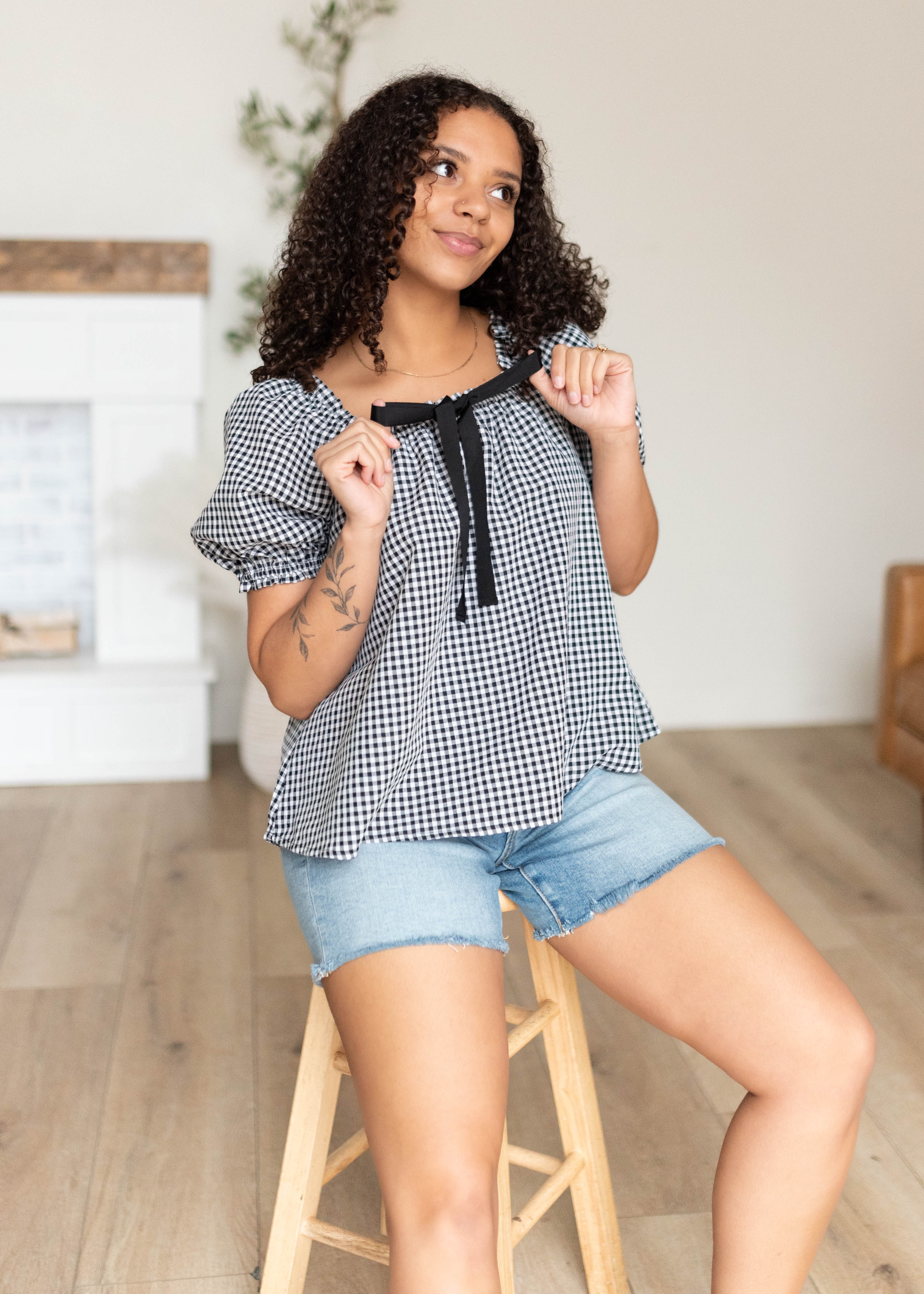 Rosalia Gingham Babydoll Top
