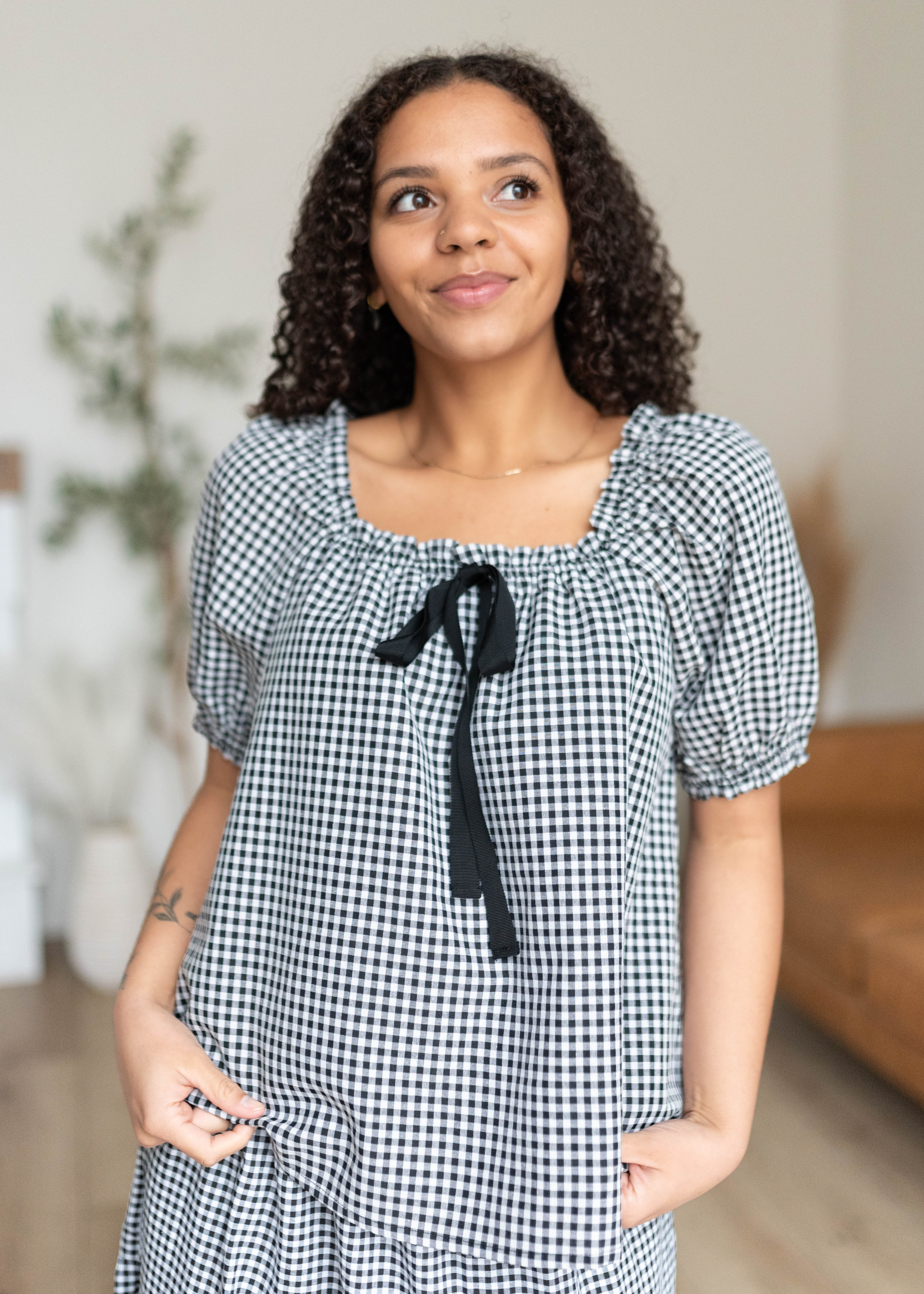 Rosalia Gingham Babydoll Top