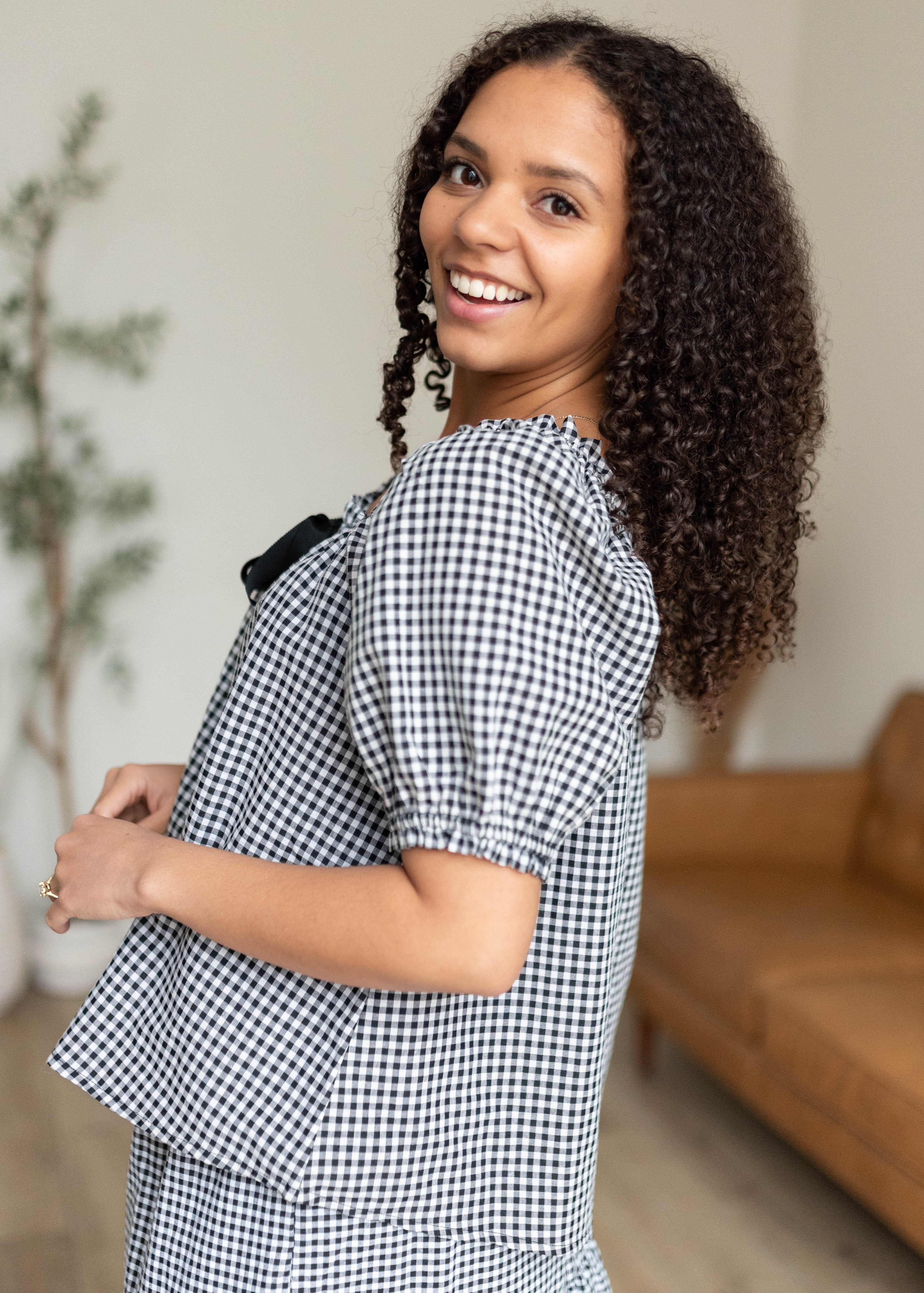 Rosalia Gingham Babydoll Top