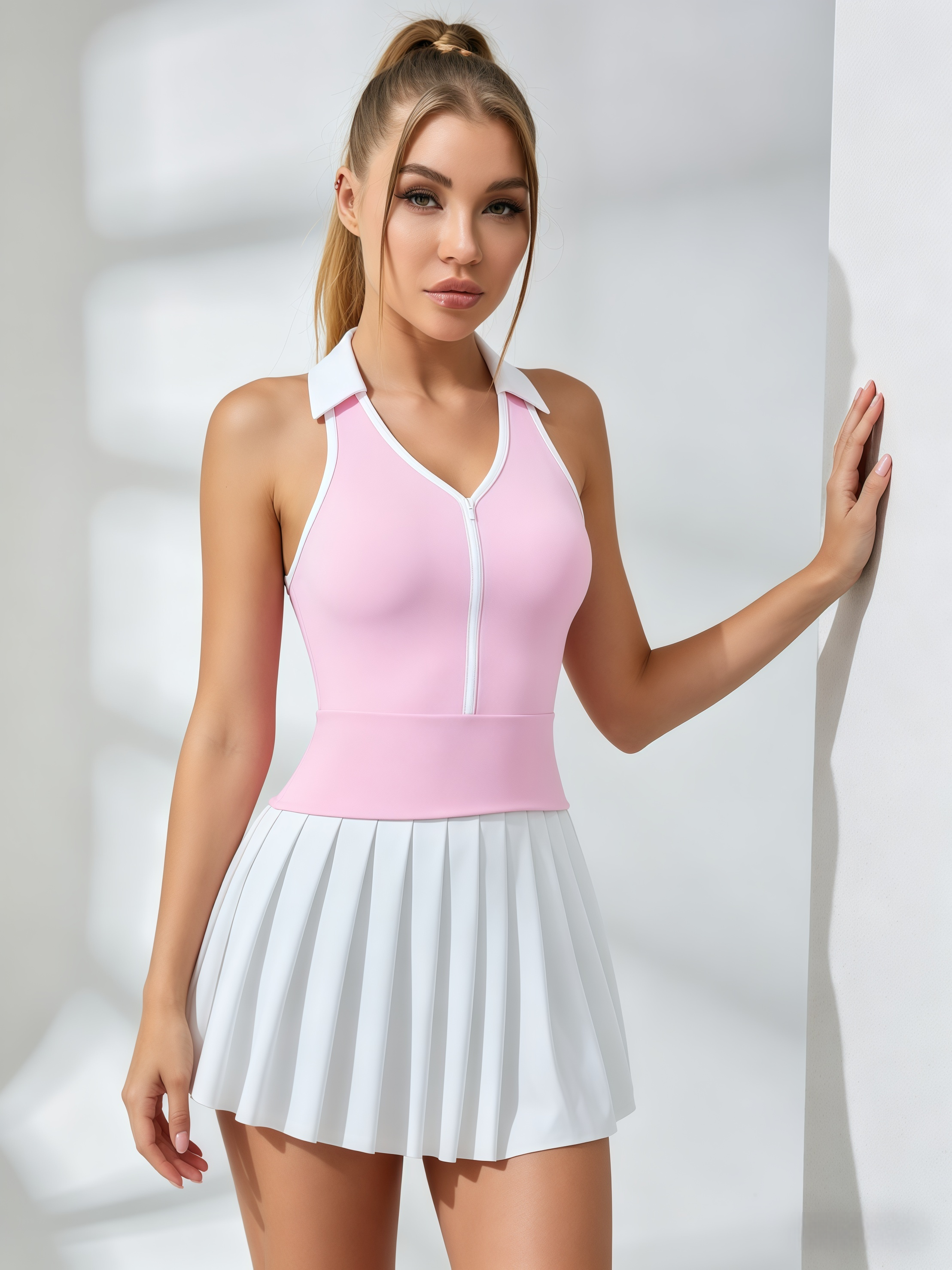 Collared Half-Zip Tennis Dress
