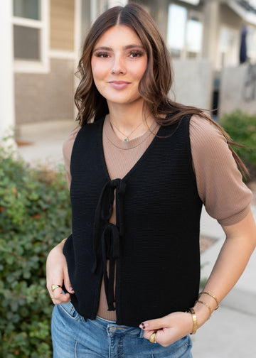 Sahana Black Knit Sweater Vest