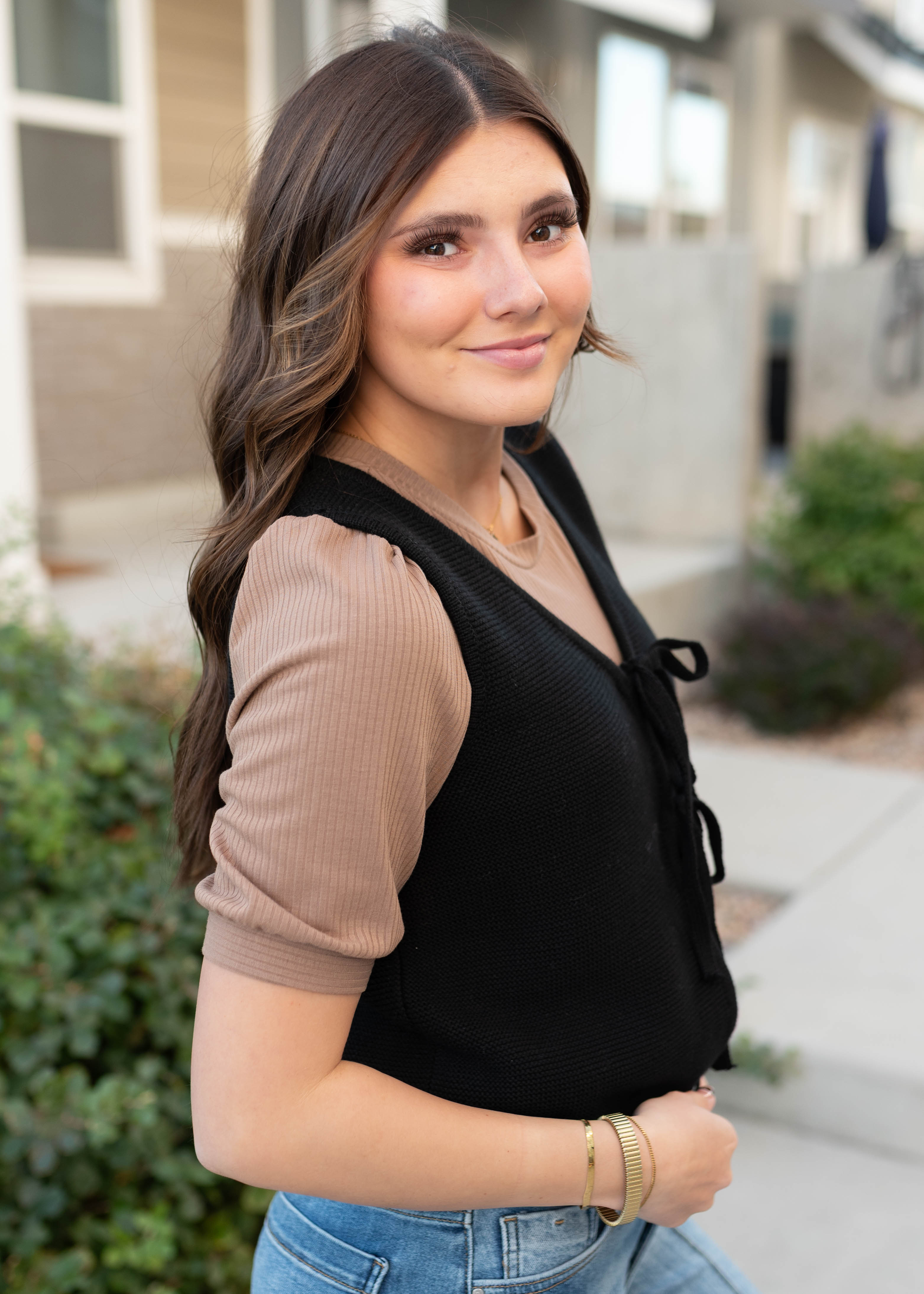 Sahana Black Knit Sweater Vest