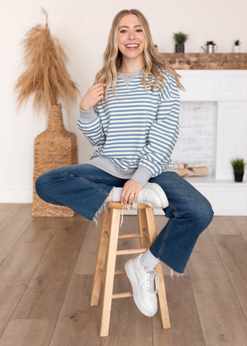 Sara Blue Stripe Pullover