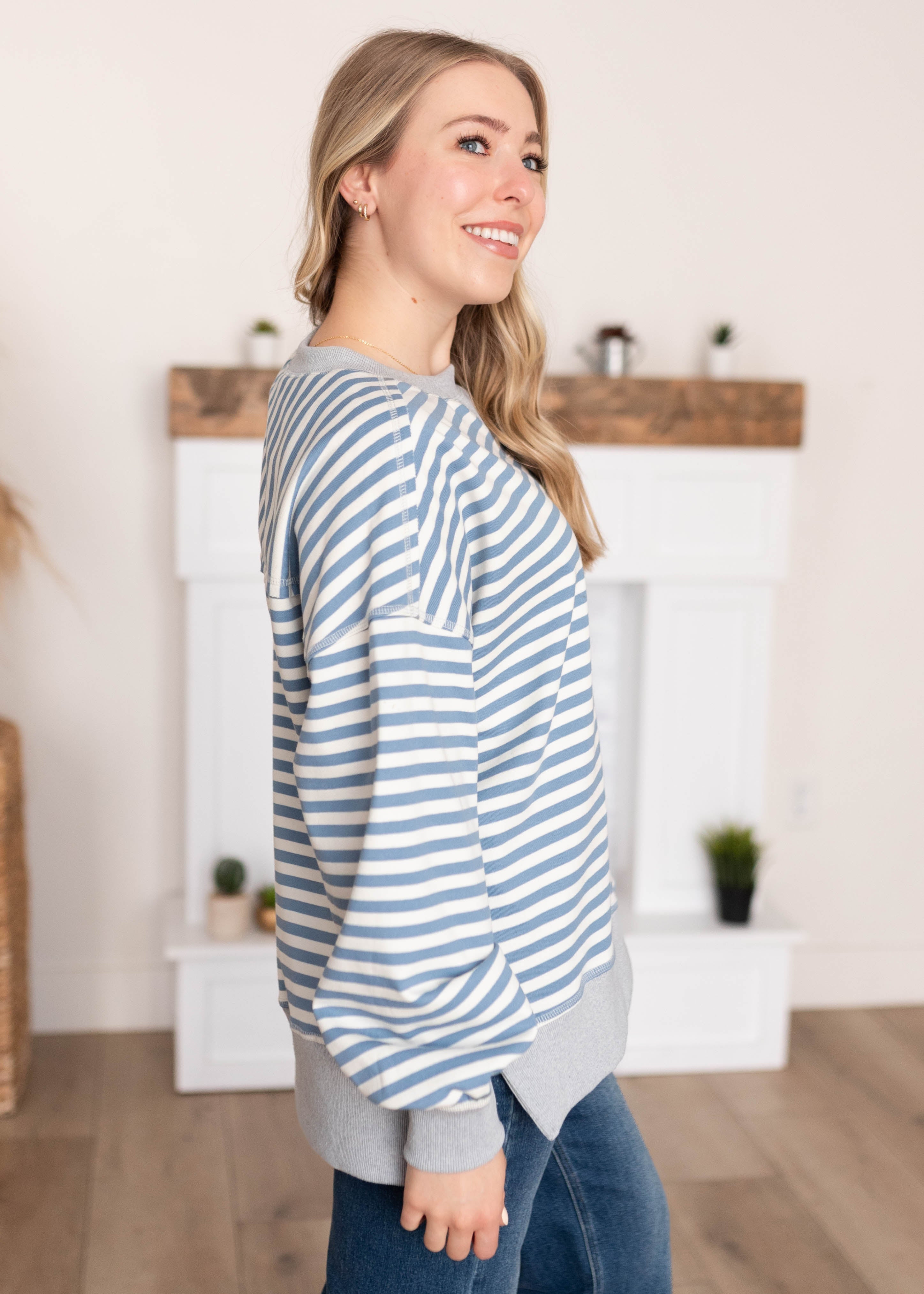 Sara Blue Stripe Pullover