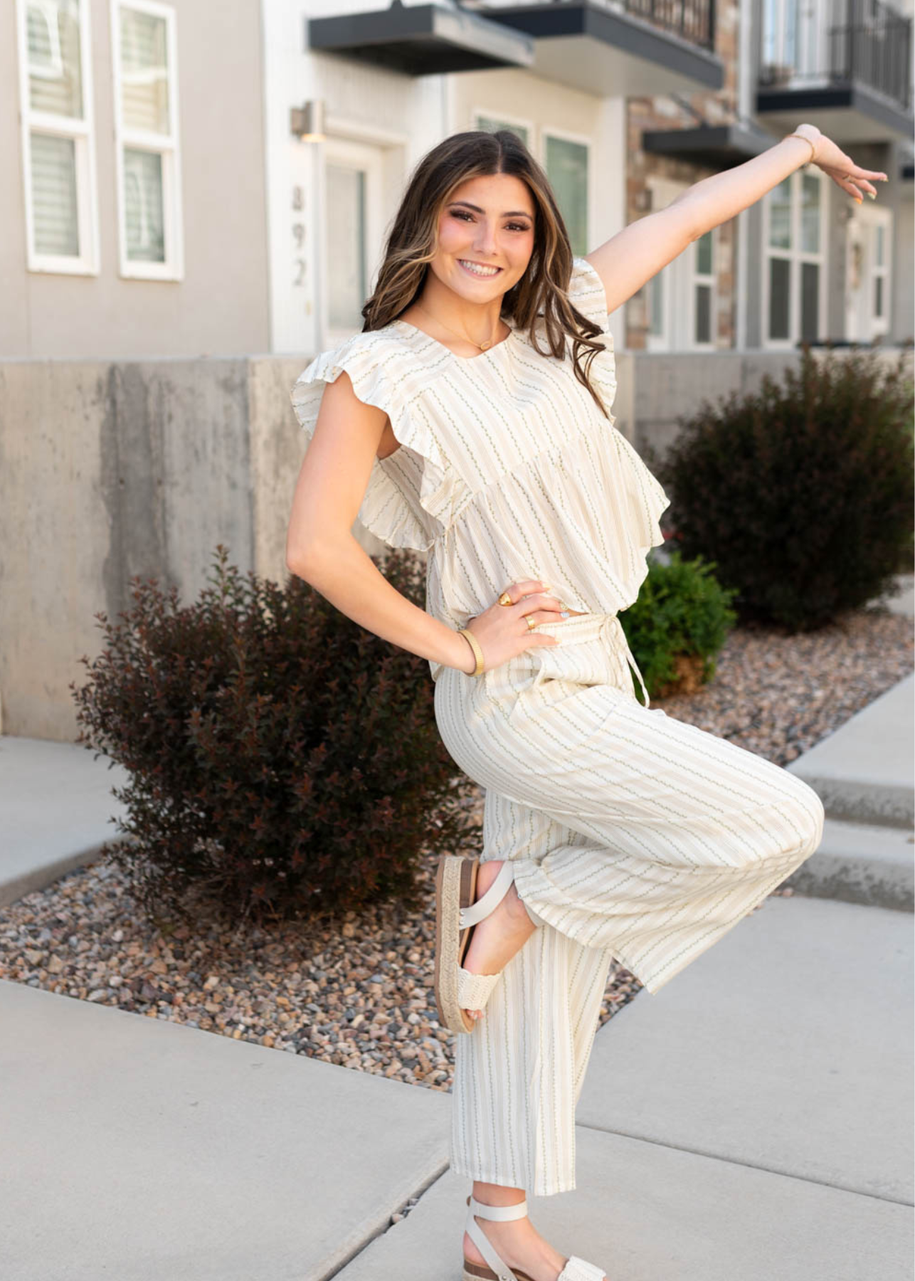 Shanna Cream Floral Pinstripe Pants