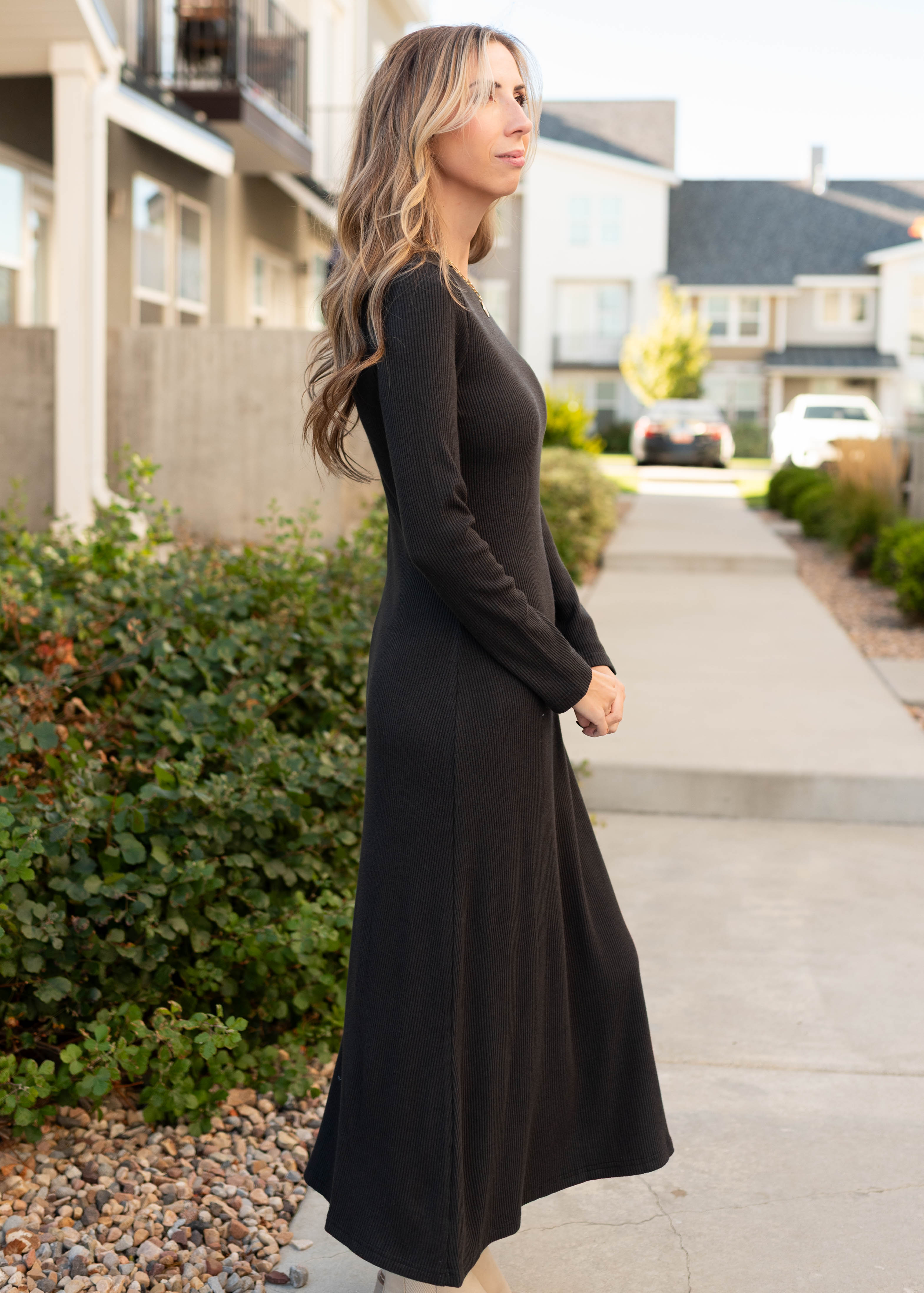 Shea Charcoal Ribbed Dress