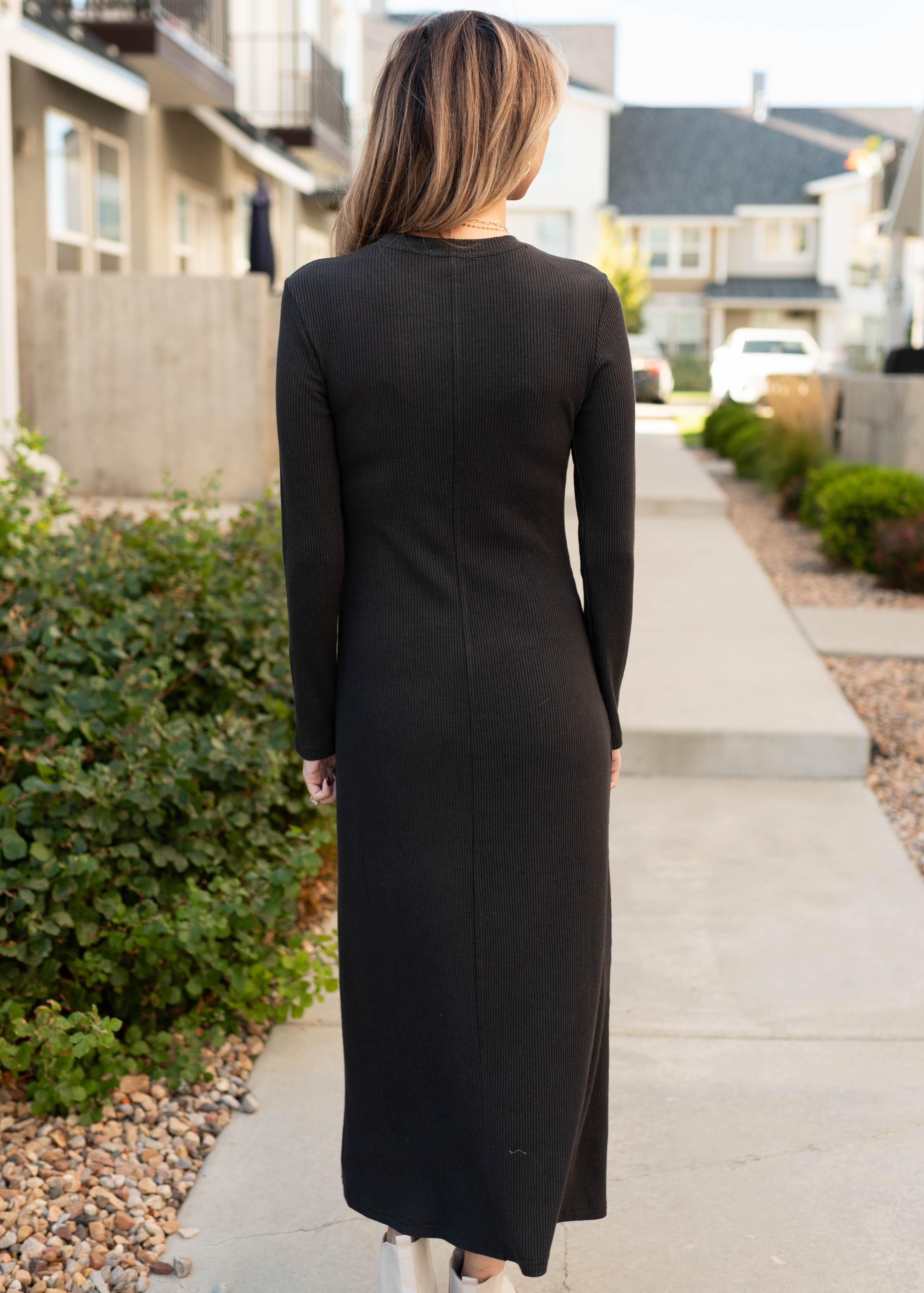 Shea Charcoal Ribbed Dress