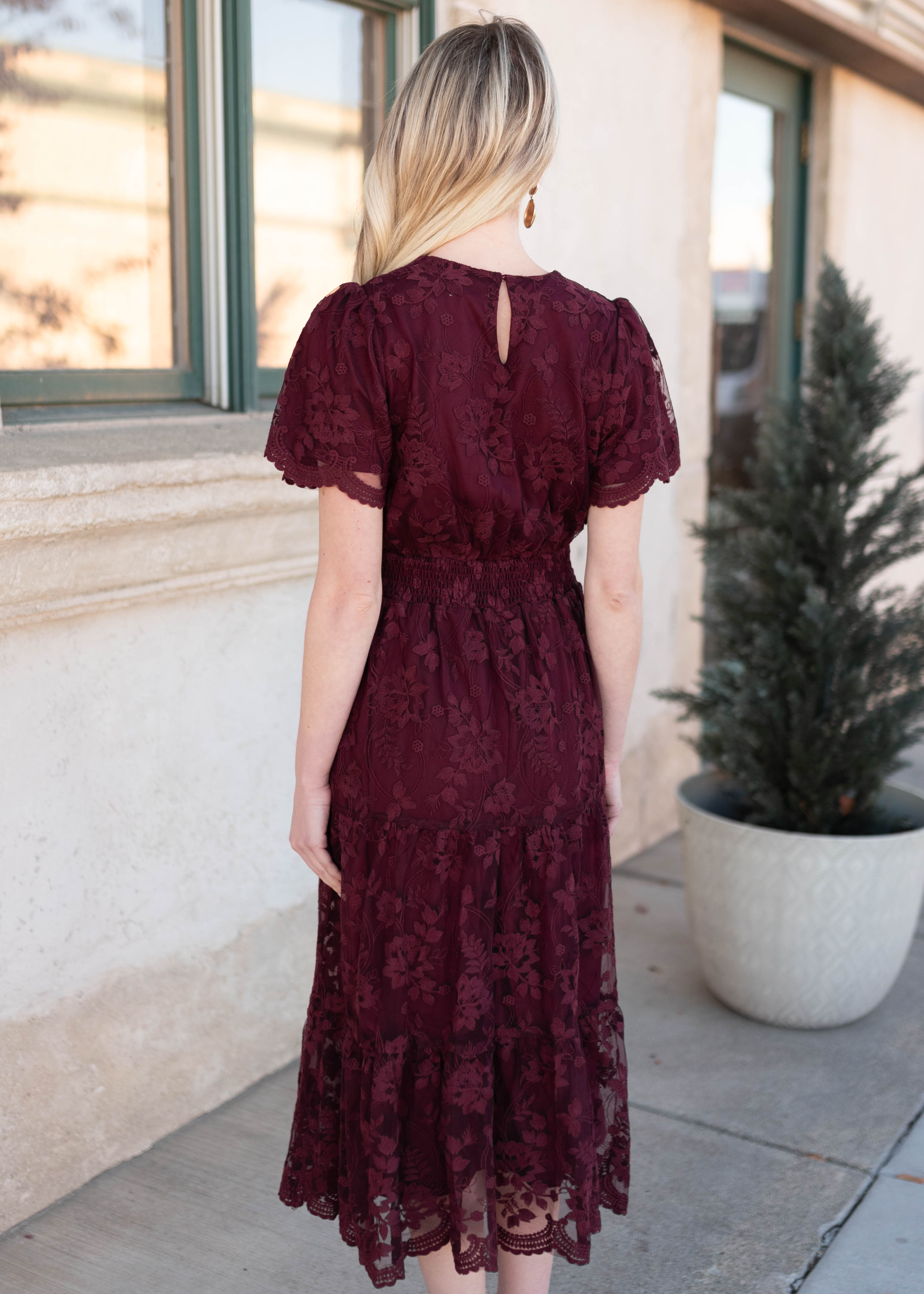 Susannah Wine Lace Dress