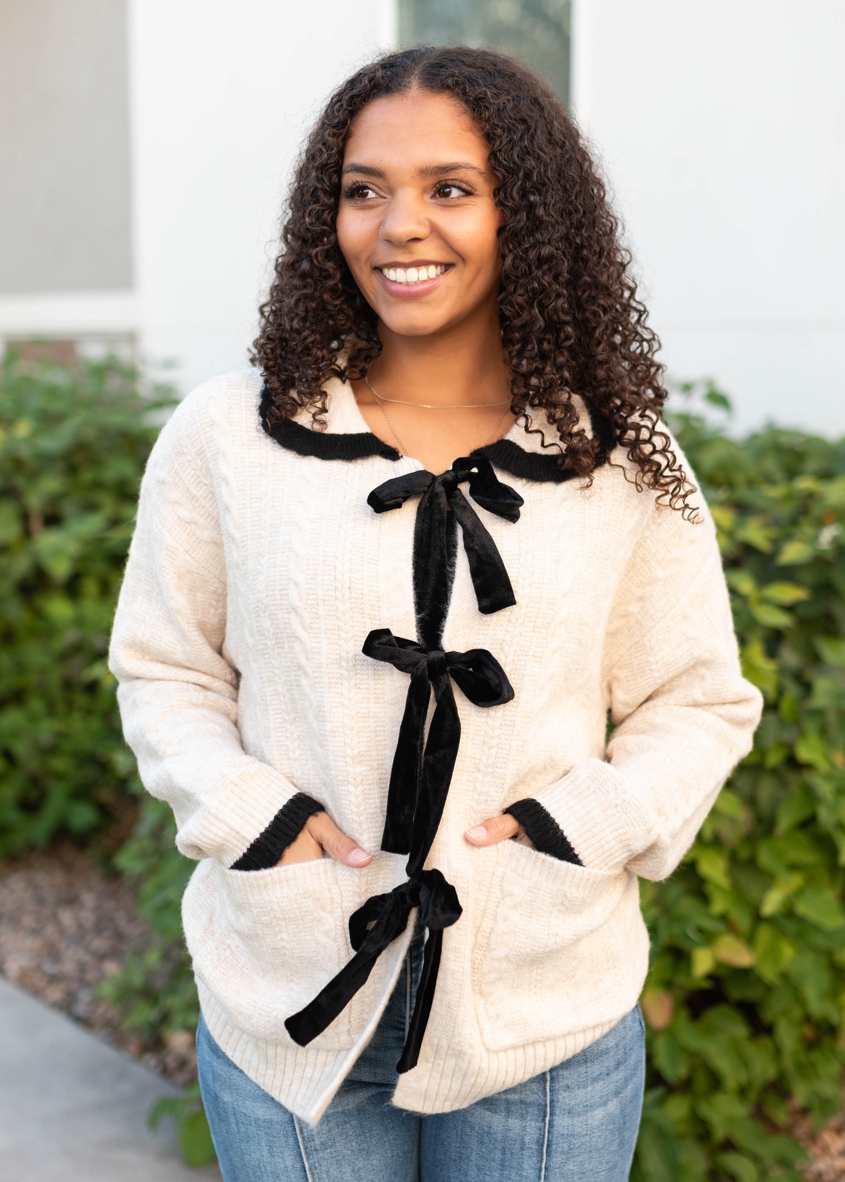 Talea Cream Bow Cardigan