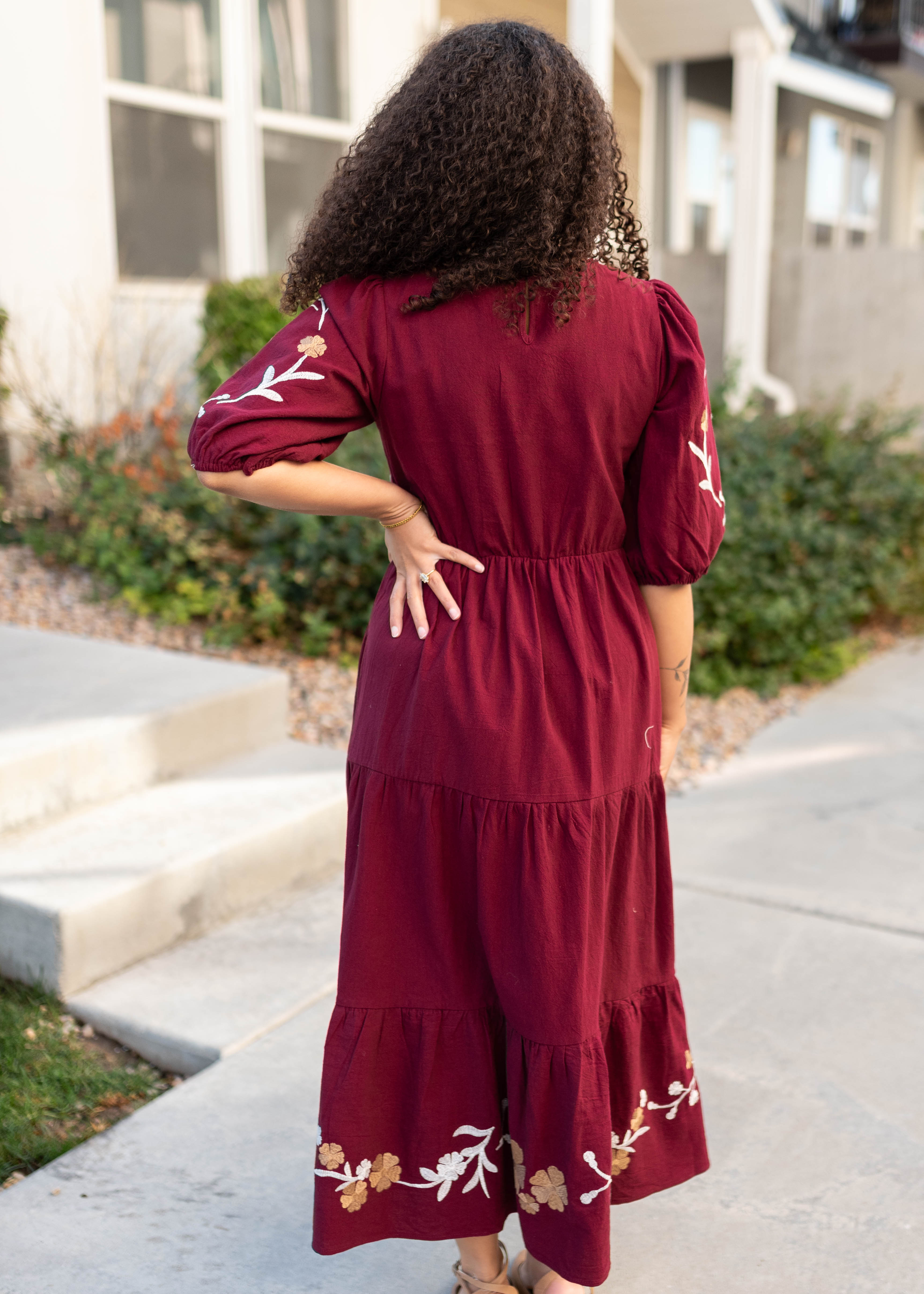 Taya Burgundy Floral Dress