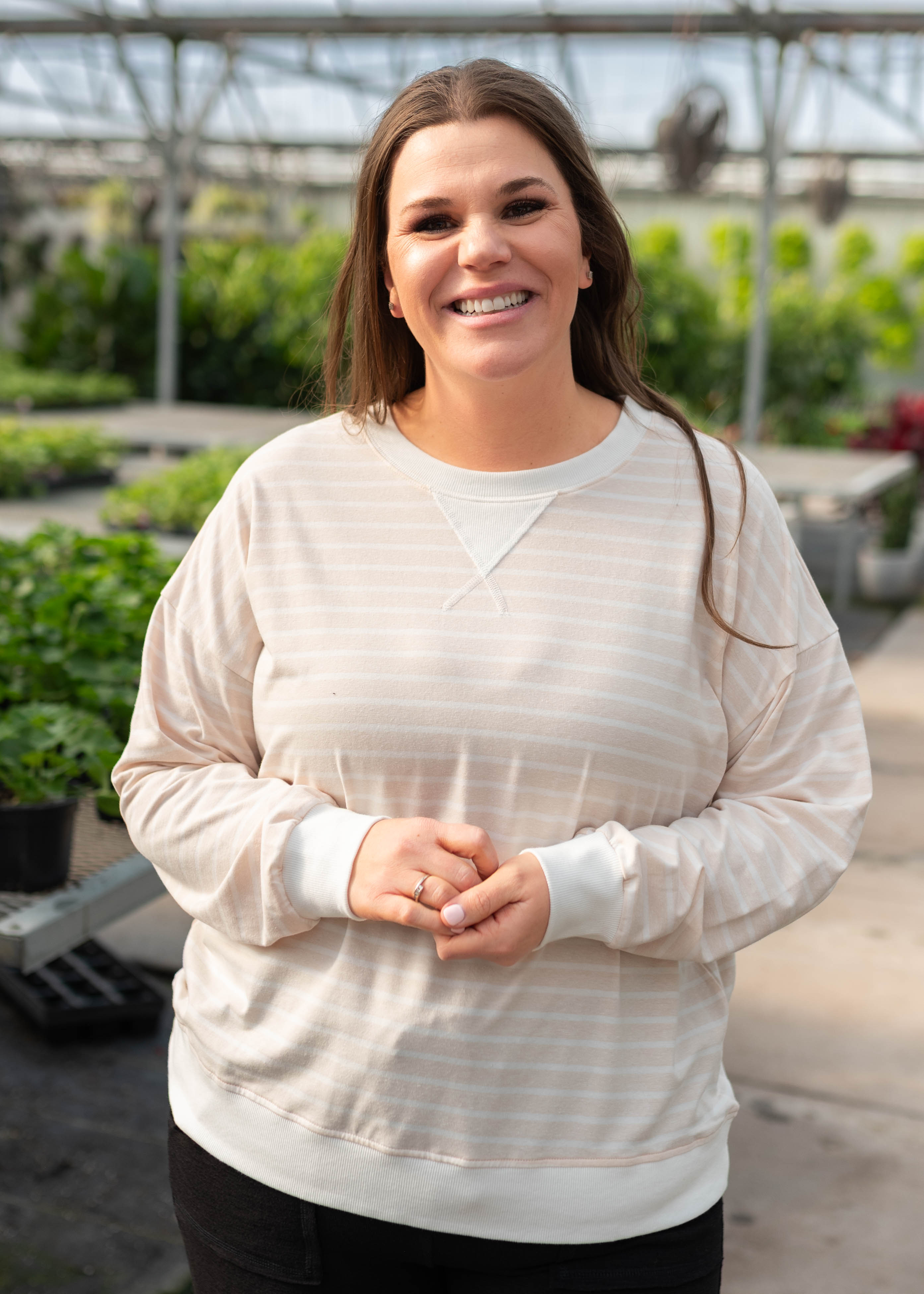 Tessa Beige Striped Pullover