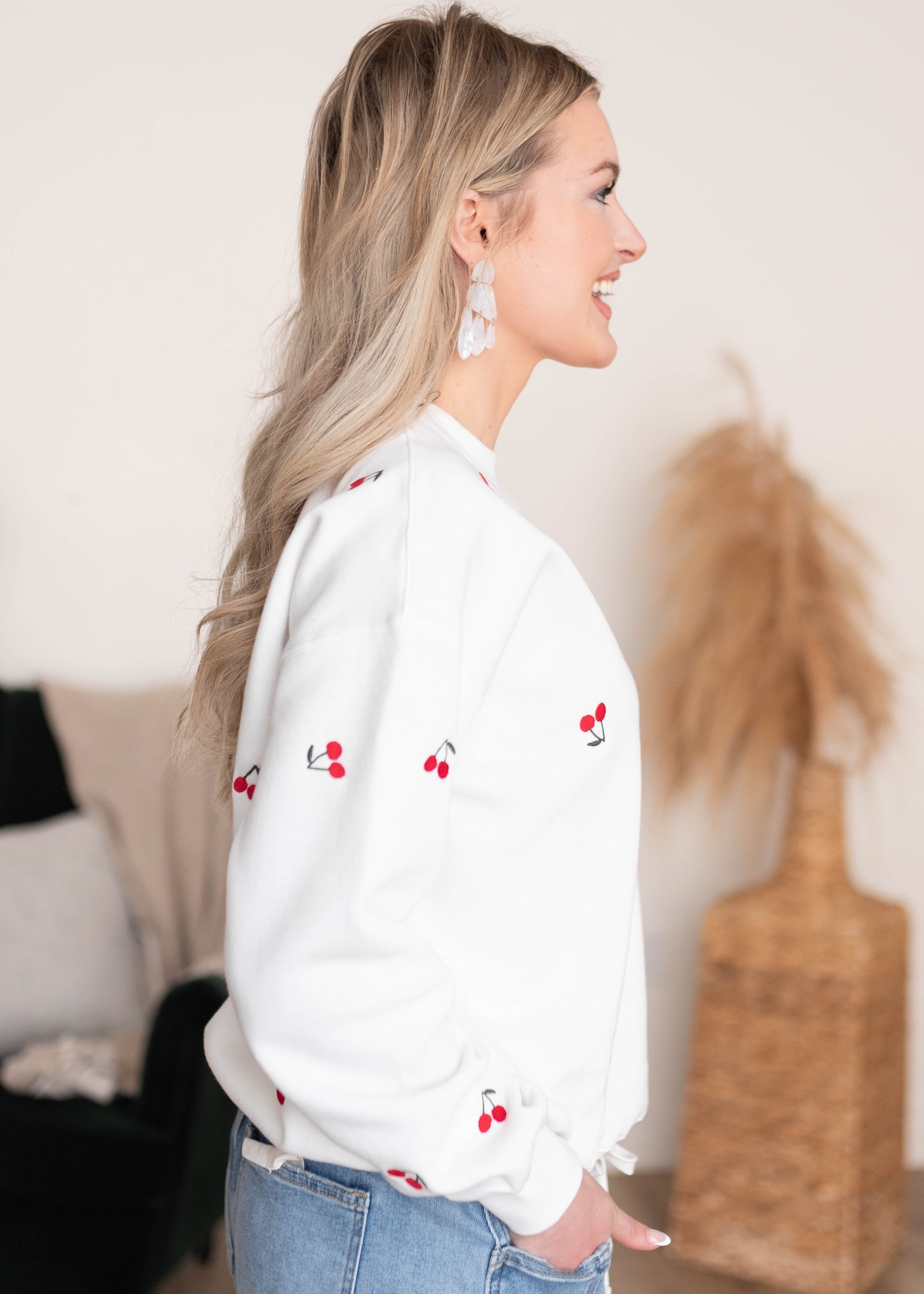 Valerie White Cherry Pullover