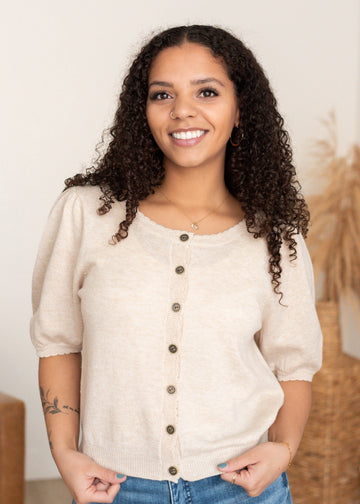 Zoe Beige Button Up Sweater