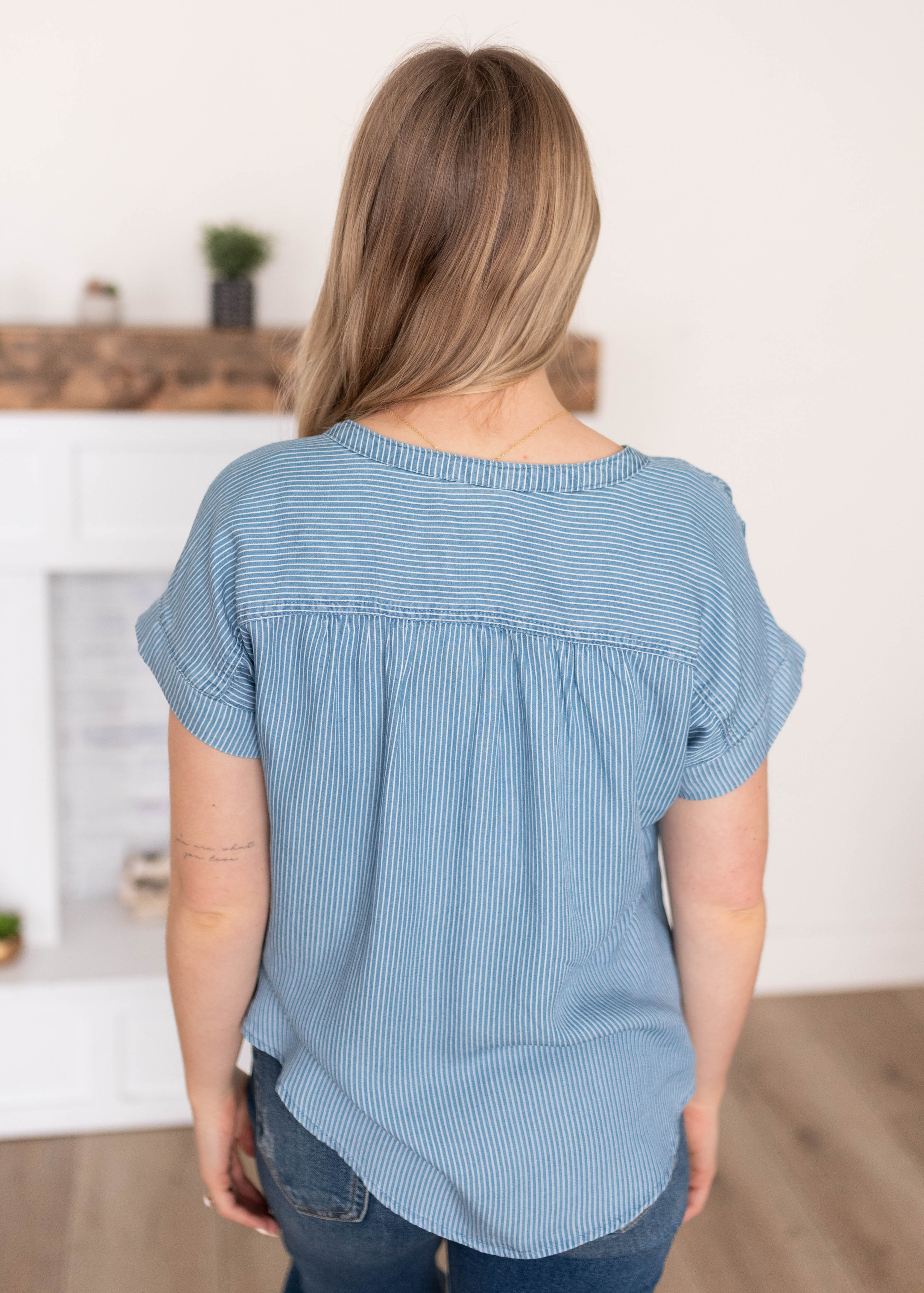 Zuri Striped Chambray Top