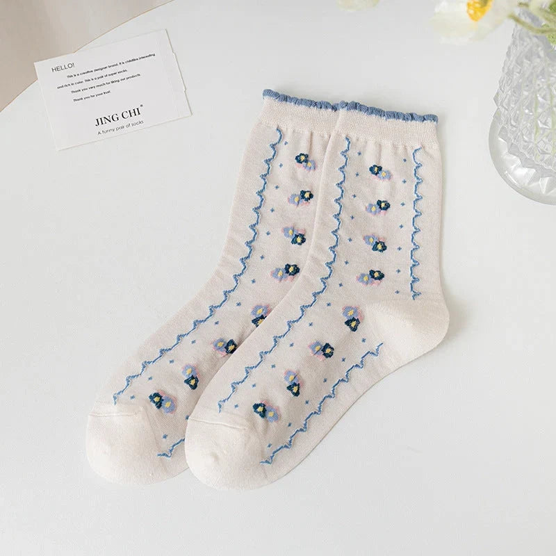 Haisley Blue Floral Socks