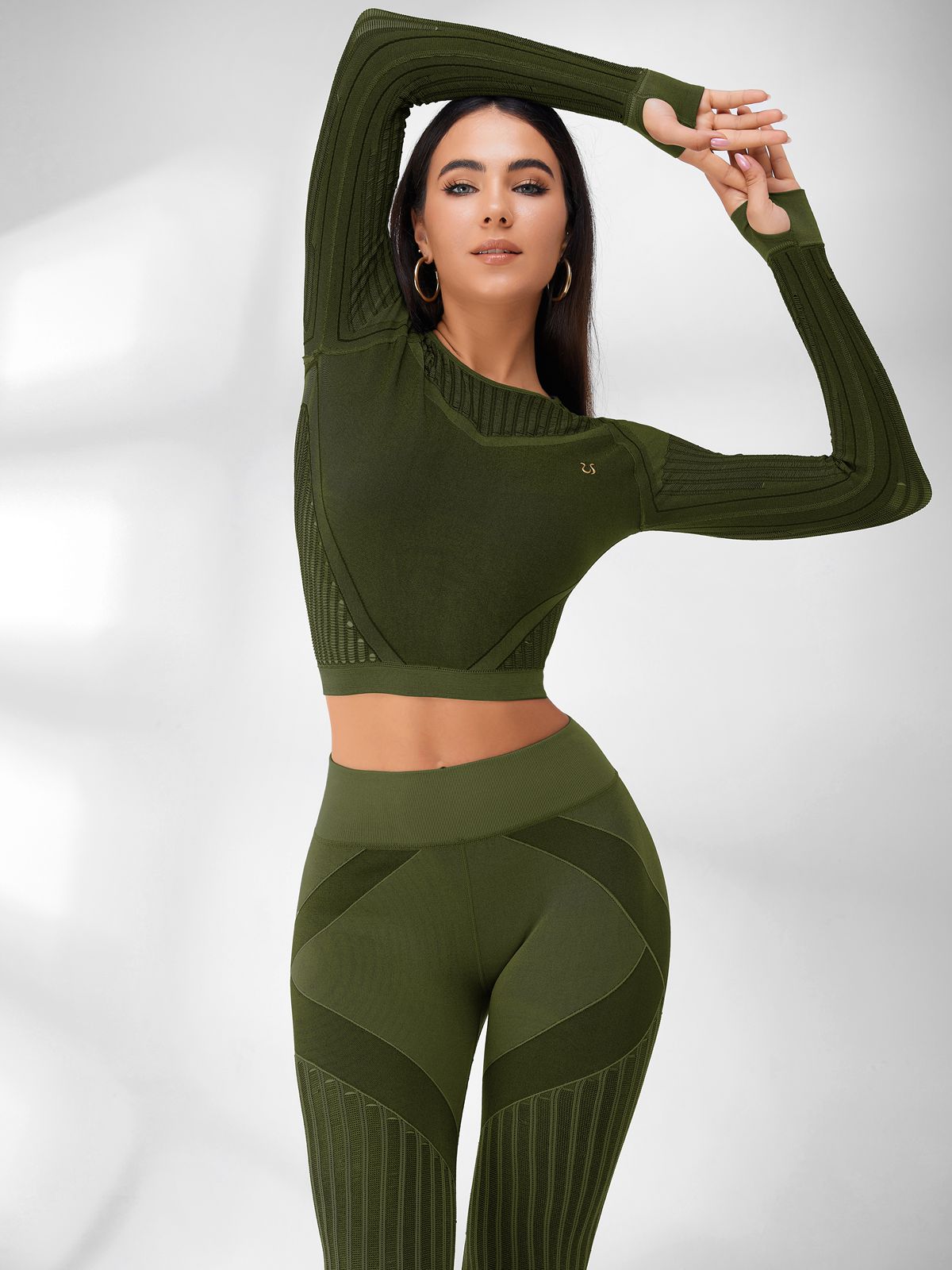 High-waist Fishnet Knitted Seamless Leggings