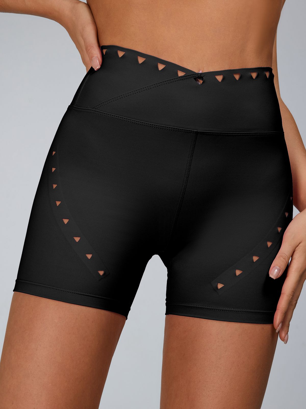 Cutout V Shape Waist Spandex Gym Booty Shorts